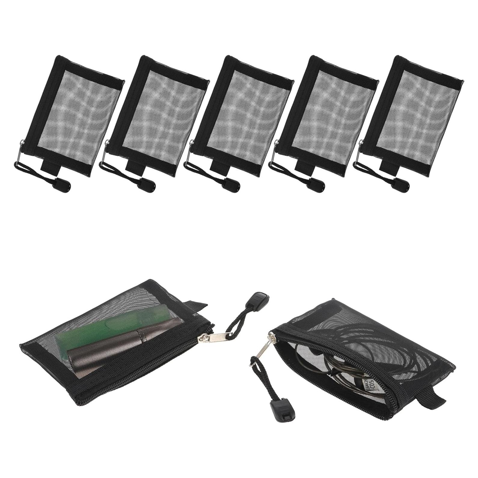 5 Mini Bolsas de Malla con Cierre Amabro - 10.5x7.5cm Negro