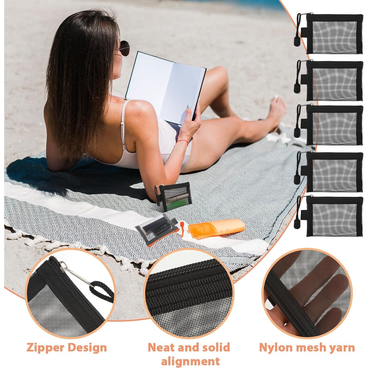 5 Mini Bolsas de Malla con Cierre Amabro - 10.5x7.5cm Negro