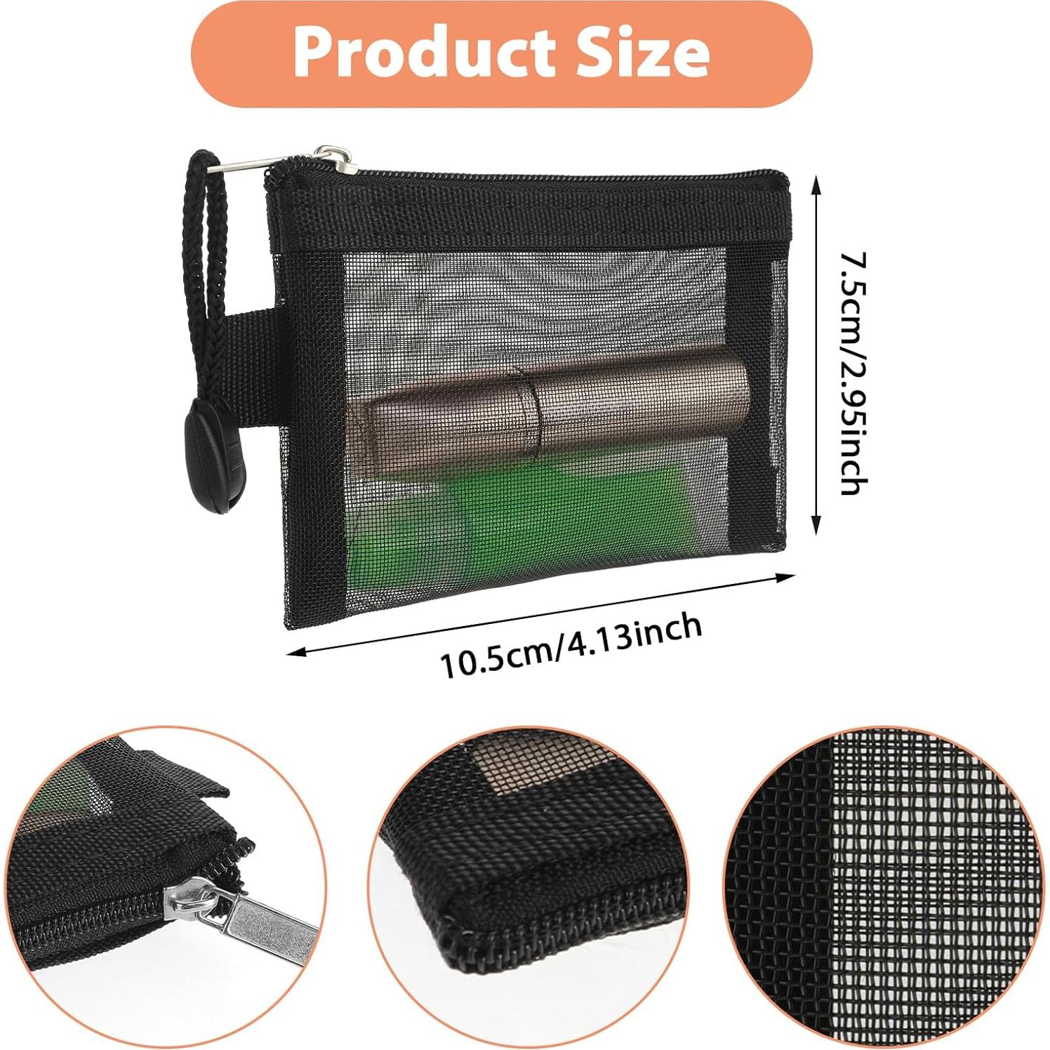 5 Mini Bolsas de Malla con Cierre Amabro - 10.5x7.5cm Negro