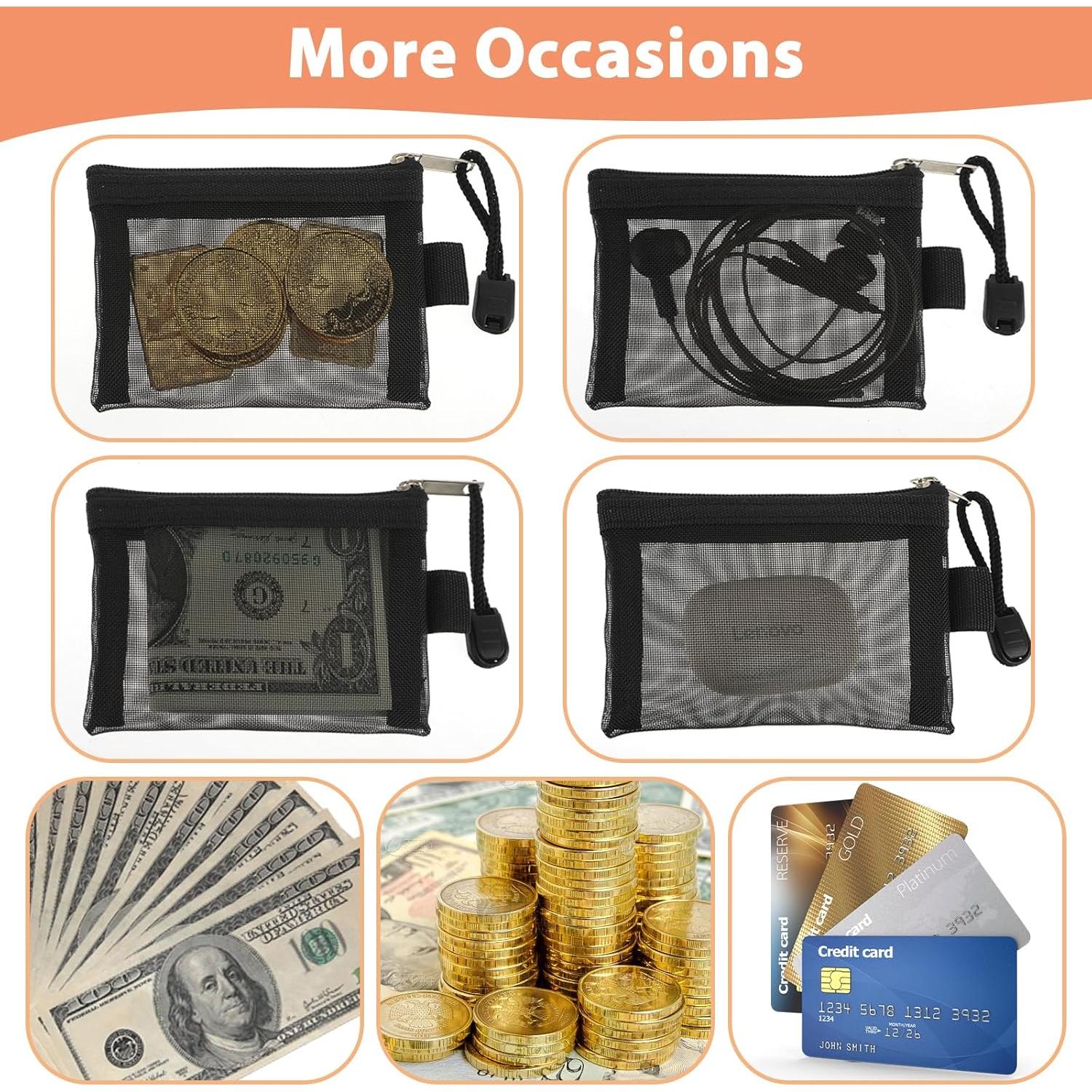 5 Mini Bolsas de Malla con Cierre Amabro - 10.5x7.5cm Negro