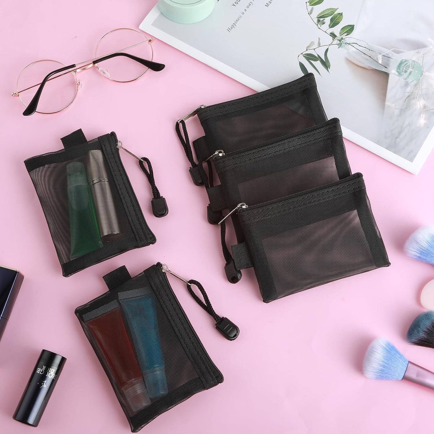 5 Mini Bolsas de Malla con Cierre Amabro - 10.5x7.5cm Negro