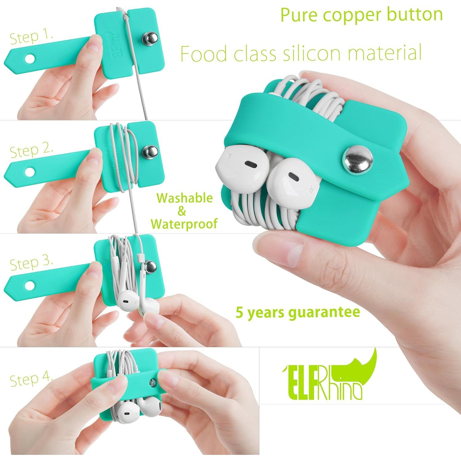 Organizador de Auriculares ELFRhino de Silicona Azul 5cm