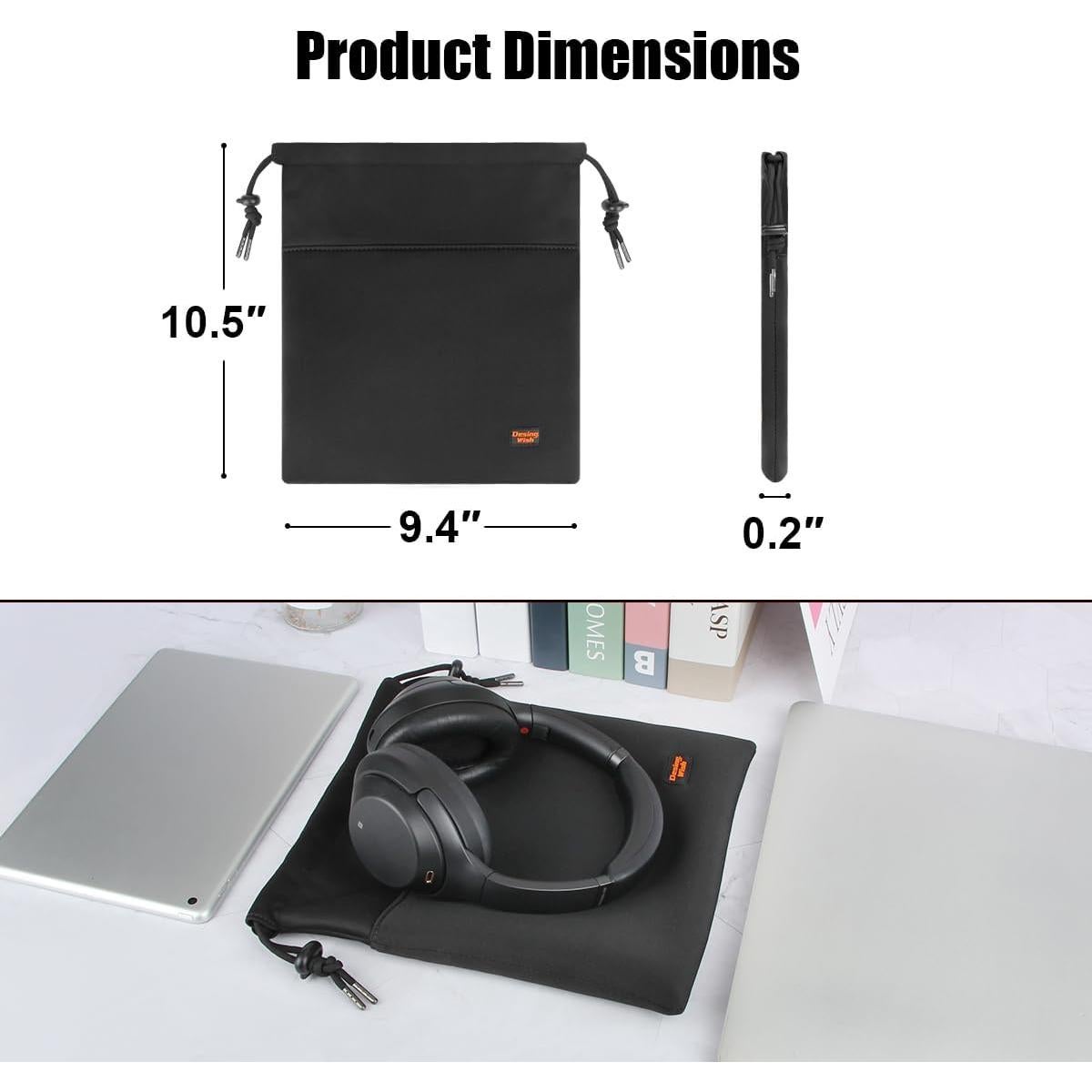 Bolsa de Almacenamiento para Auriculares Desing Wish Grande Negra