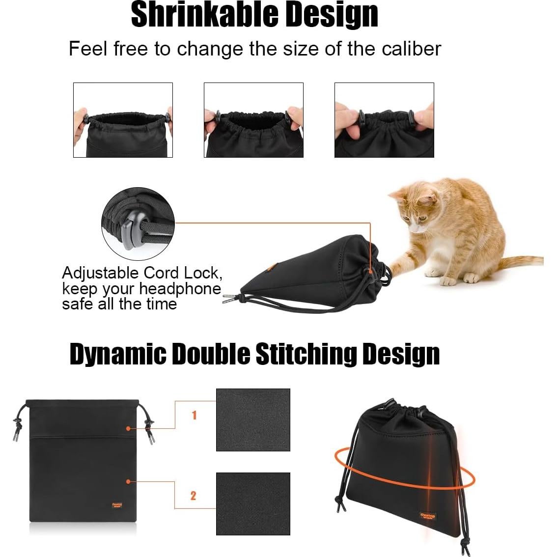 Bolsa de Almacenamiento para Auriculares Desing Wish Grande Negra