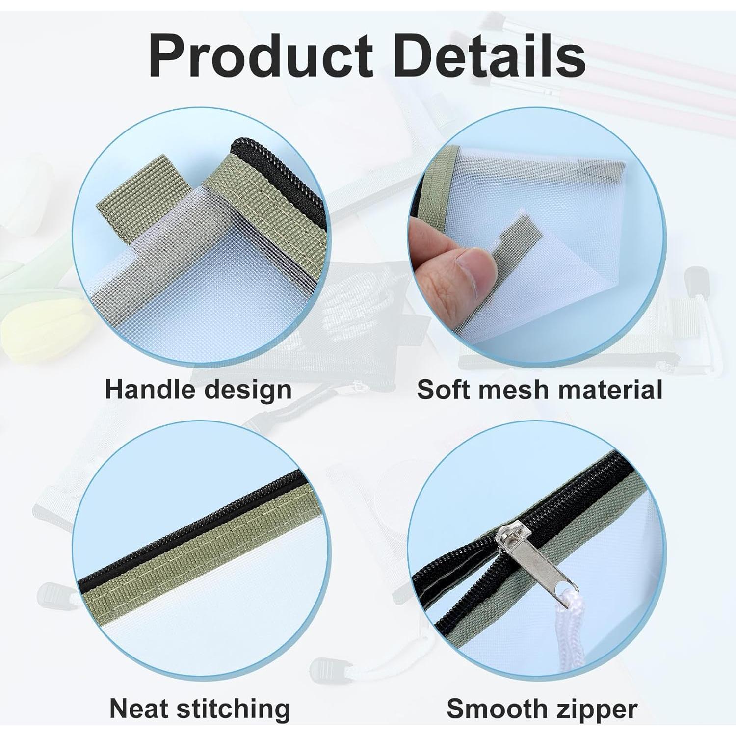 Paquete de 5 Bolsas de Malla Nylon con Cremallera Lnngub 11x7.5cm