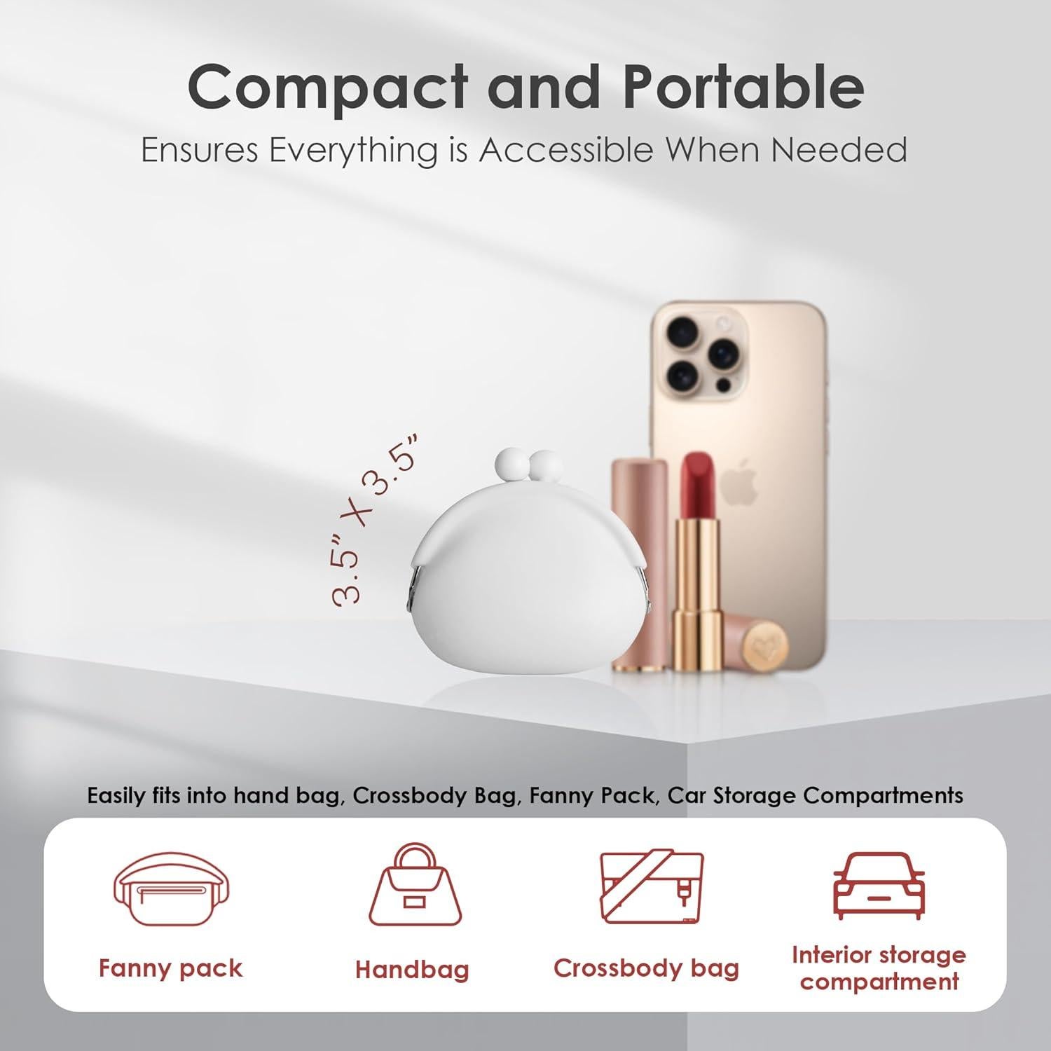 Monedero de Silicona Jalopink para Mujeres - Blanco, 8.9 cm