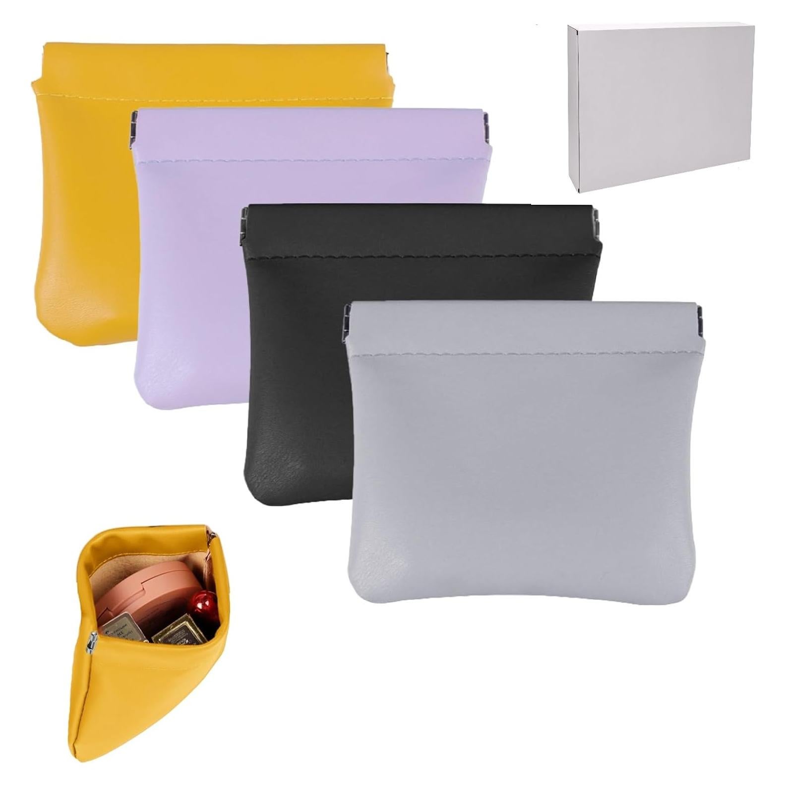 Set 4 Bolsas Cosméticas de Cuero Impermeable para Mujeres