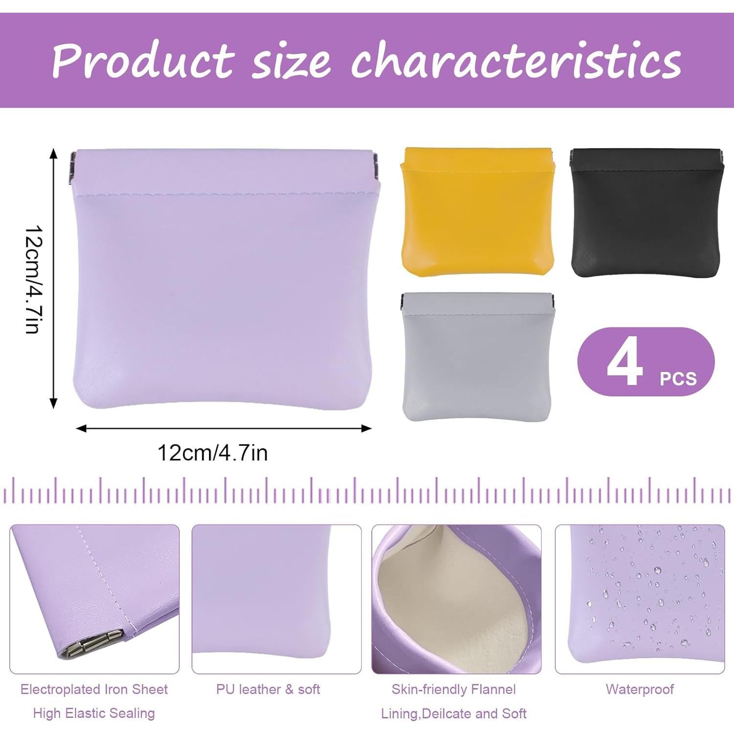 Set 4 Bolsas Cosméticas de Cuero Impermeable para Mujeres