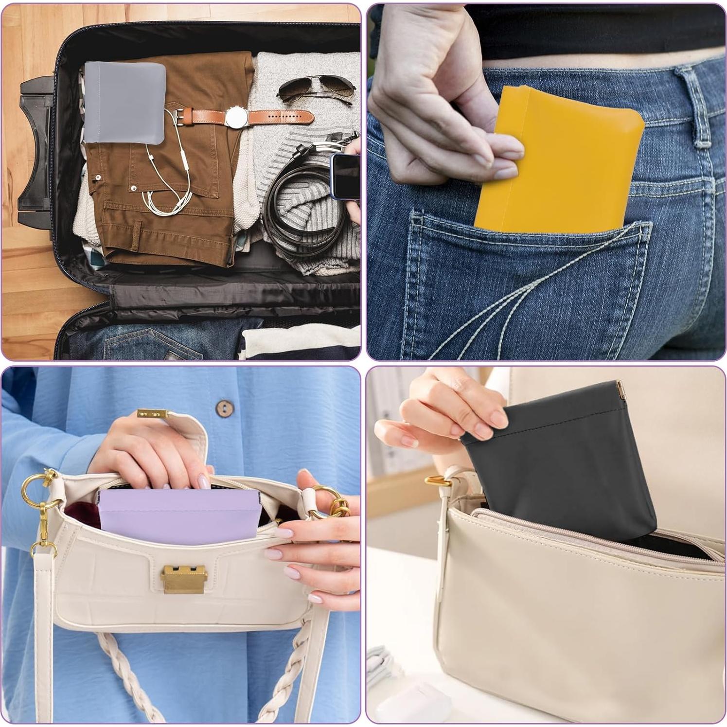 Set 4 Bolsas Cosméticas de Cuero Impermeable para Mujeres