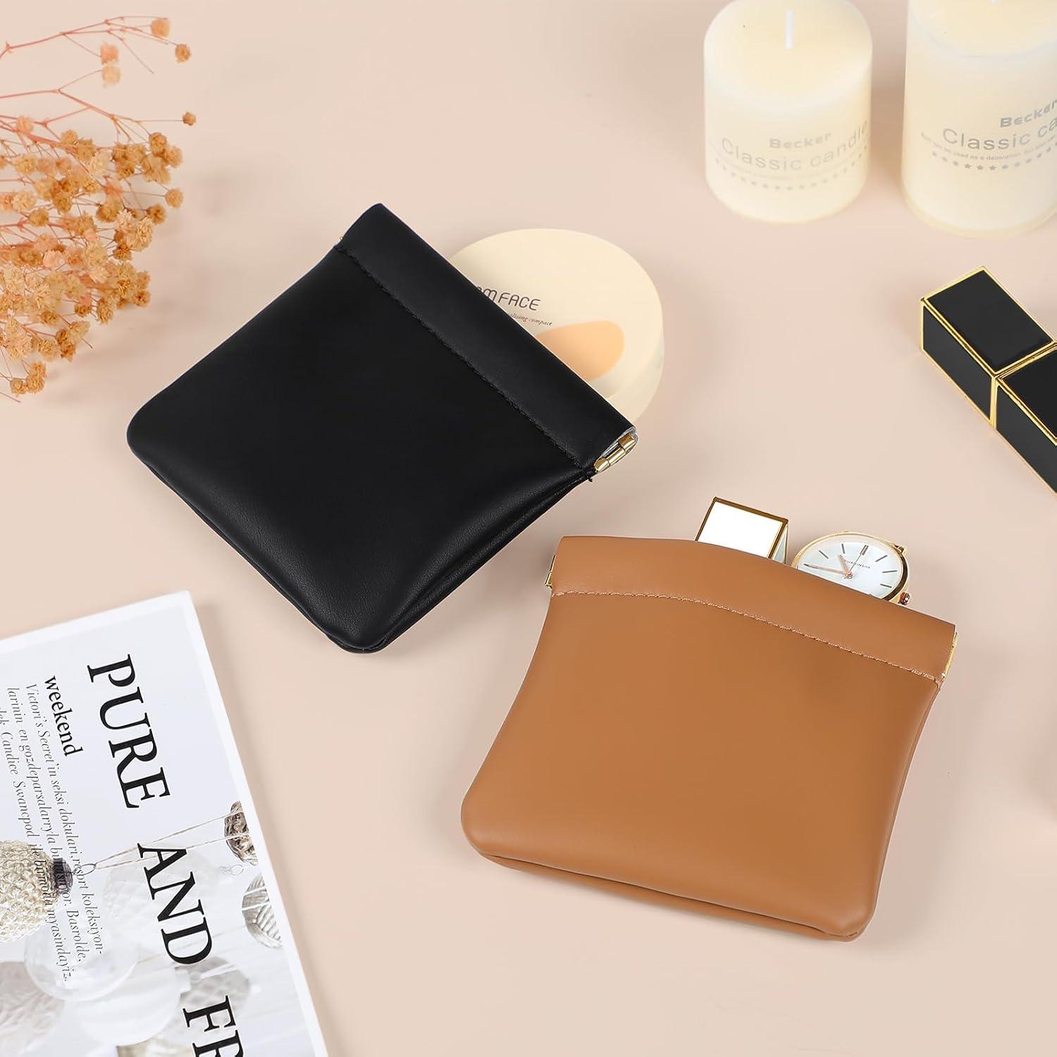 Estuche de Maquillaje Pequeño Cretkhp Negro y Marrón 12.19x11.18cm