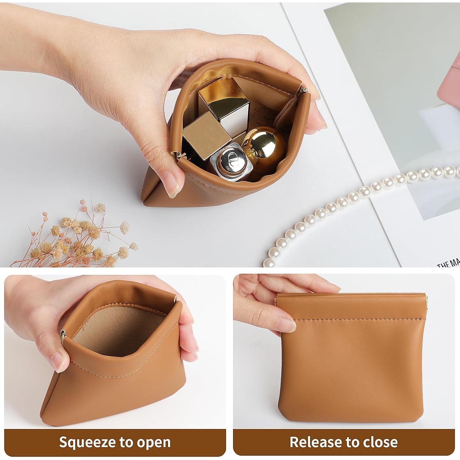 Estuche de Maquillaje Pequeño Cretkhp Negro y Marrón 12.19x11.18cm