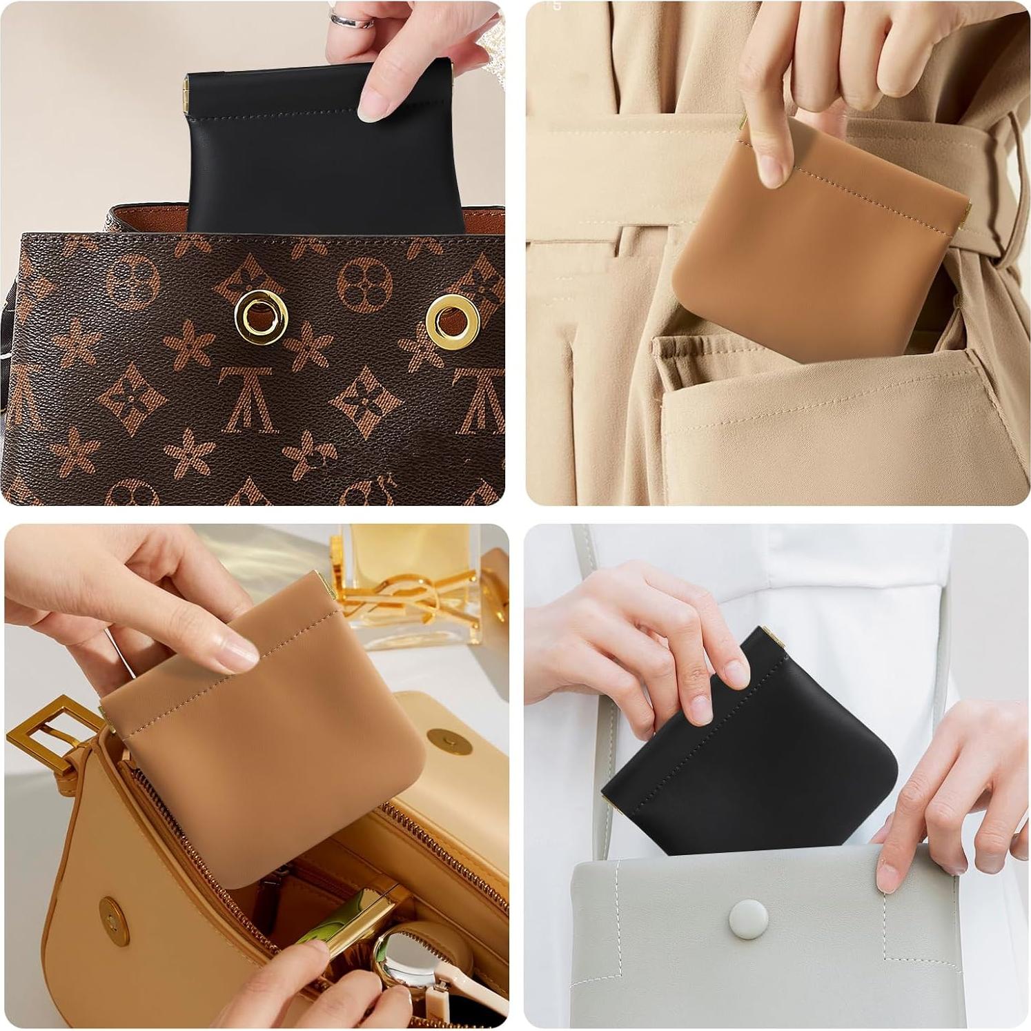 Estuche de Maquillaje Pequeño Cretkhp Negro y Marrón 12.19x11.18cm