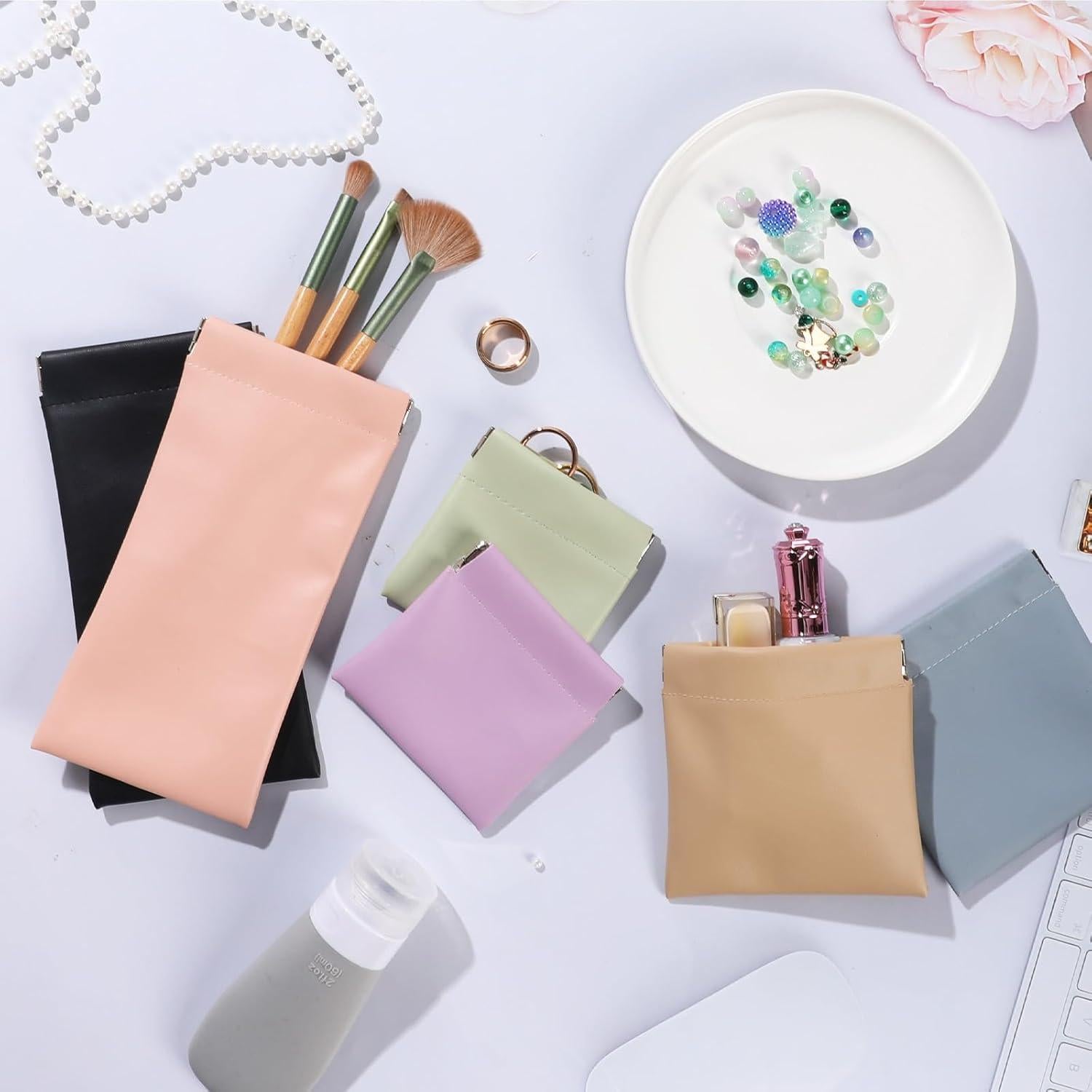 Set 6 Bolsos de Cuero Organizador para Maquillaje Multicolor