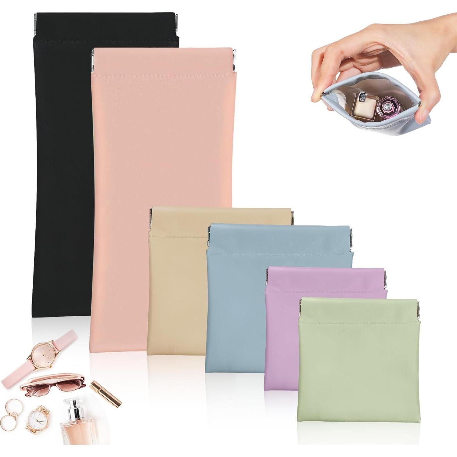 Set 6 Bolsos de Cuero Organizador para Maquillaje Multicolor