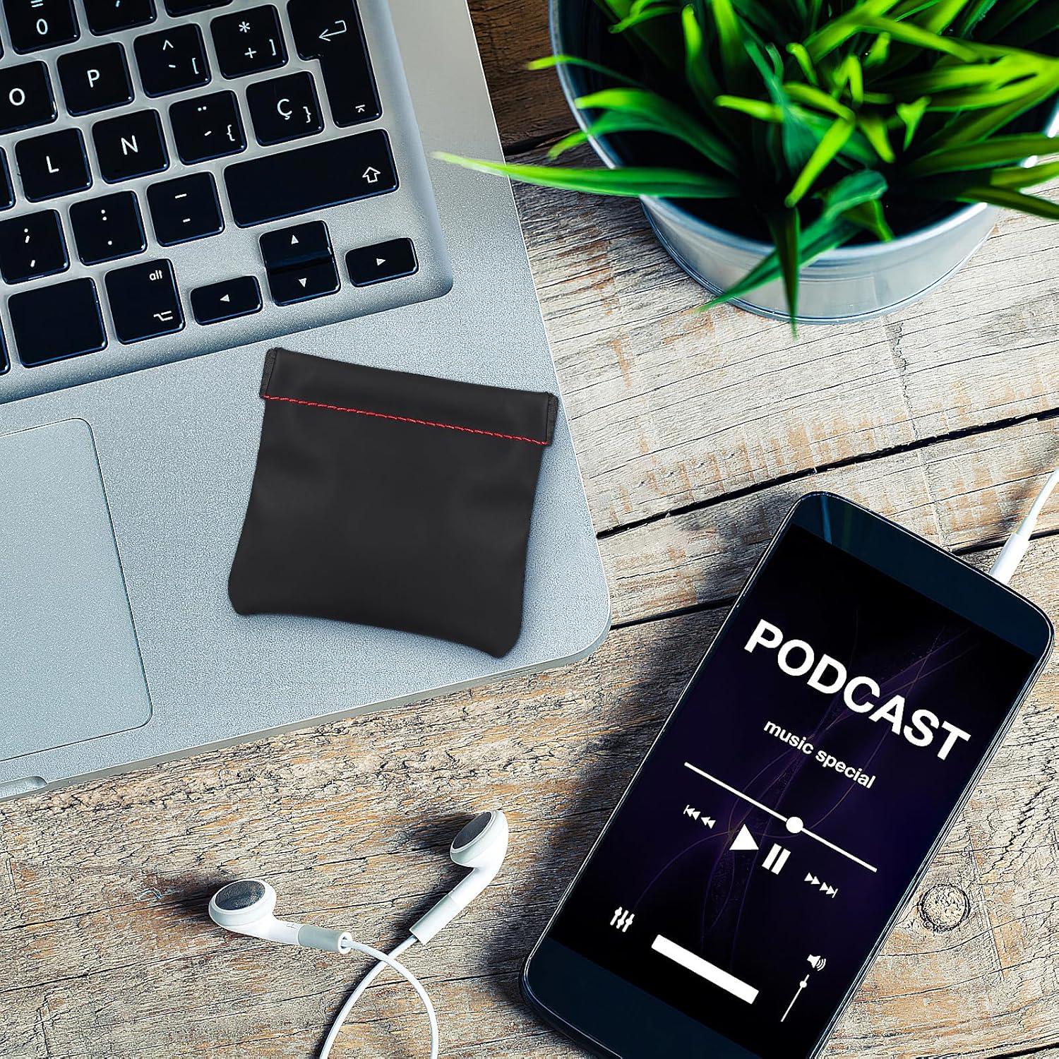 Bolsa de Auriculares de PU Healifty Compacta 8.5x8 cm Negra