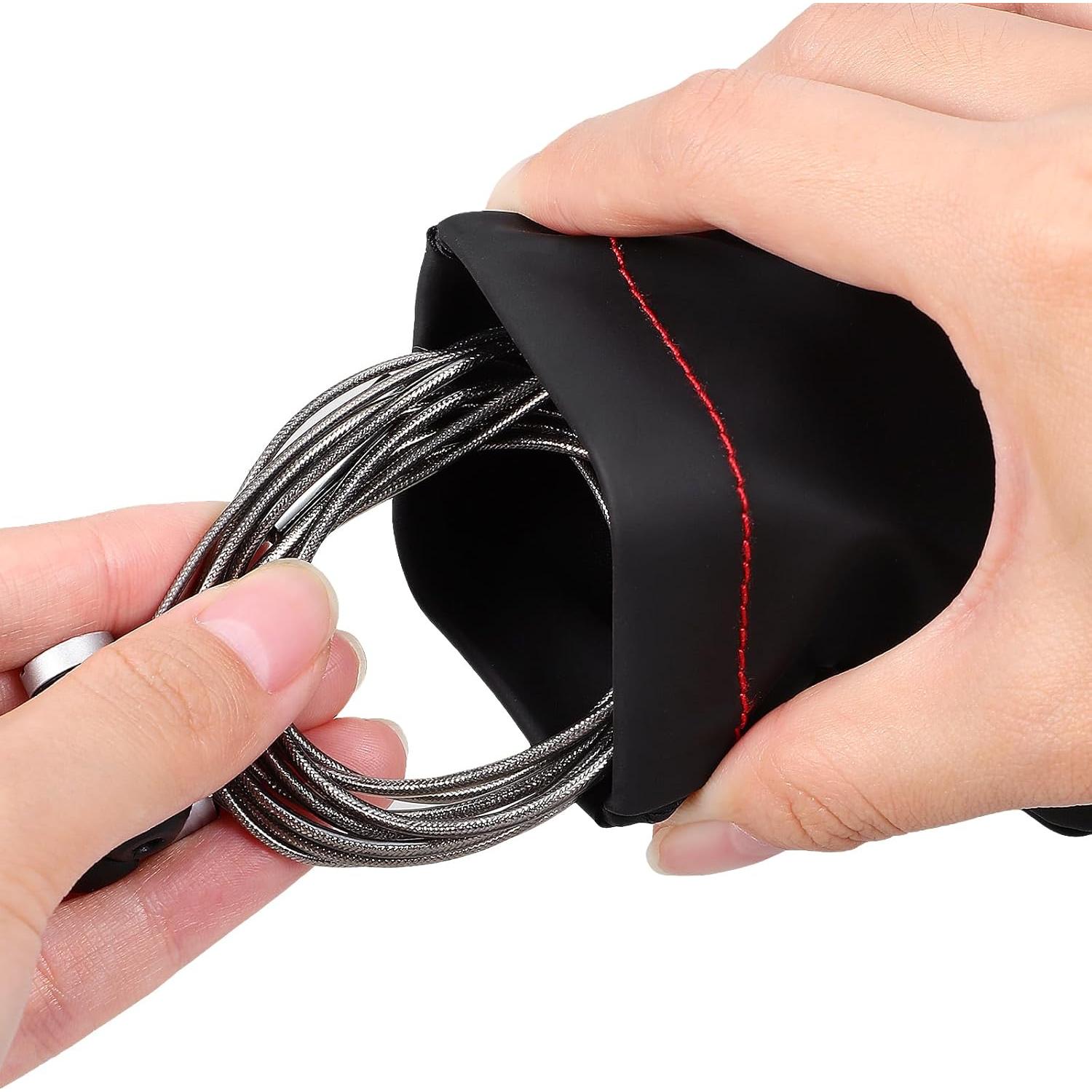 Bolsa de Auriculares de PU Healifty Compacta 8.5x8 cm Negra