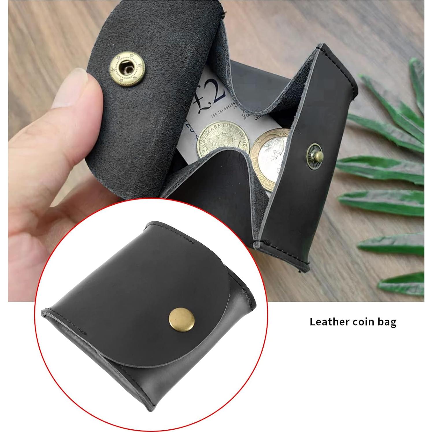 Estuche de Monedas de Cuero SING F LTD 8x8cm Negro