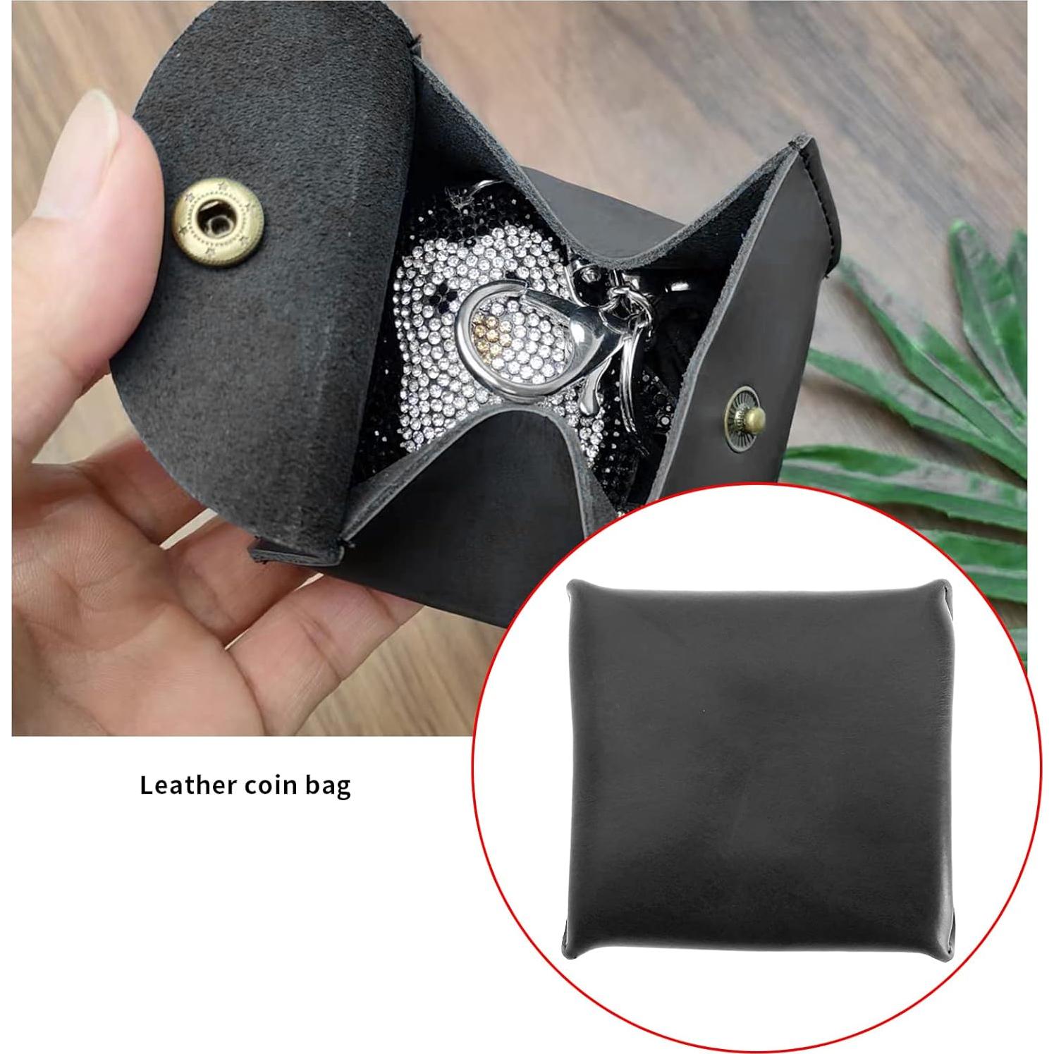 Estuche de Monedas de Cuero SING F LTD 8x8cm Negro