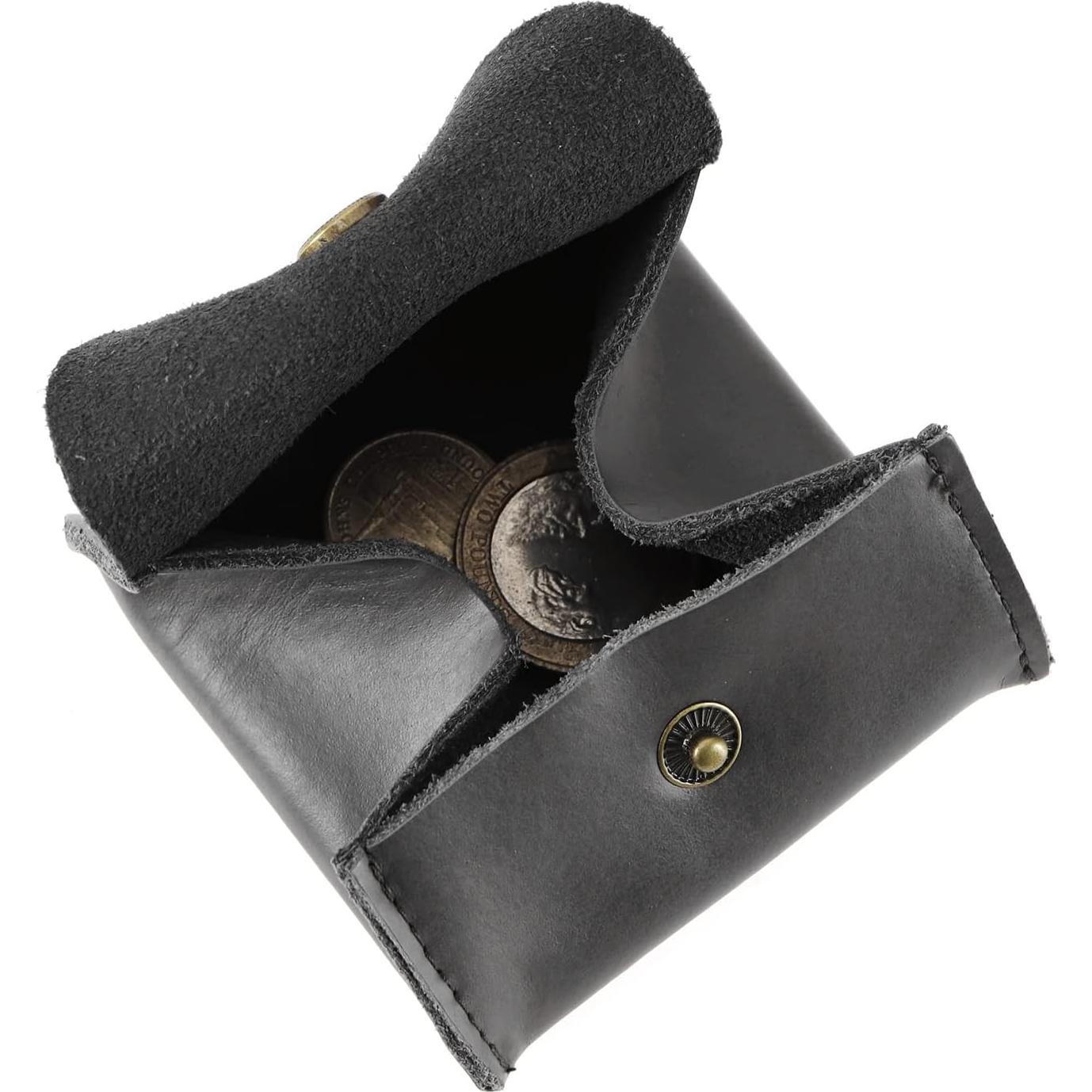 Estuche de Monedas de Cuero SING F LTD 8x8cm Negro