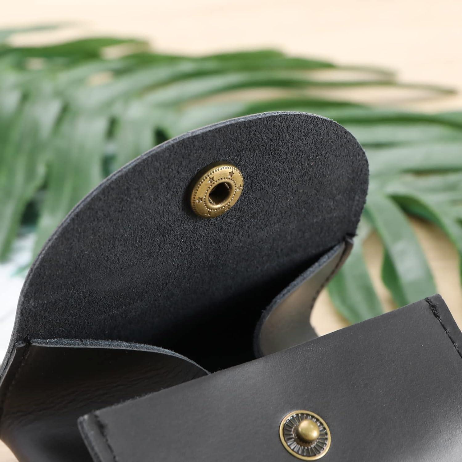 Estuche de Monedas de Cuero SING F LTD 8x8cm Negro