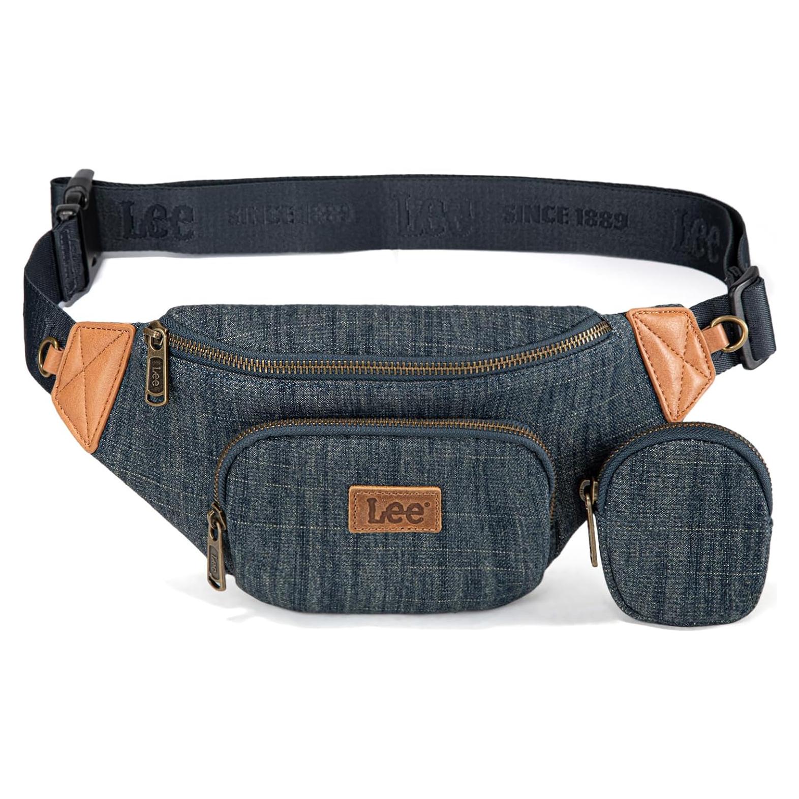 Montana West x Lee Fanny Pack for Women Denim Waist Pack Travel Belt Bags with Detachable Earphone Pouch