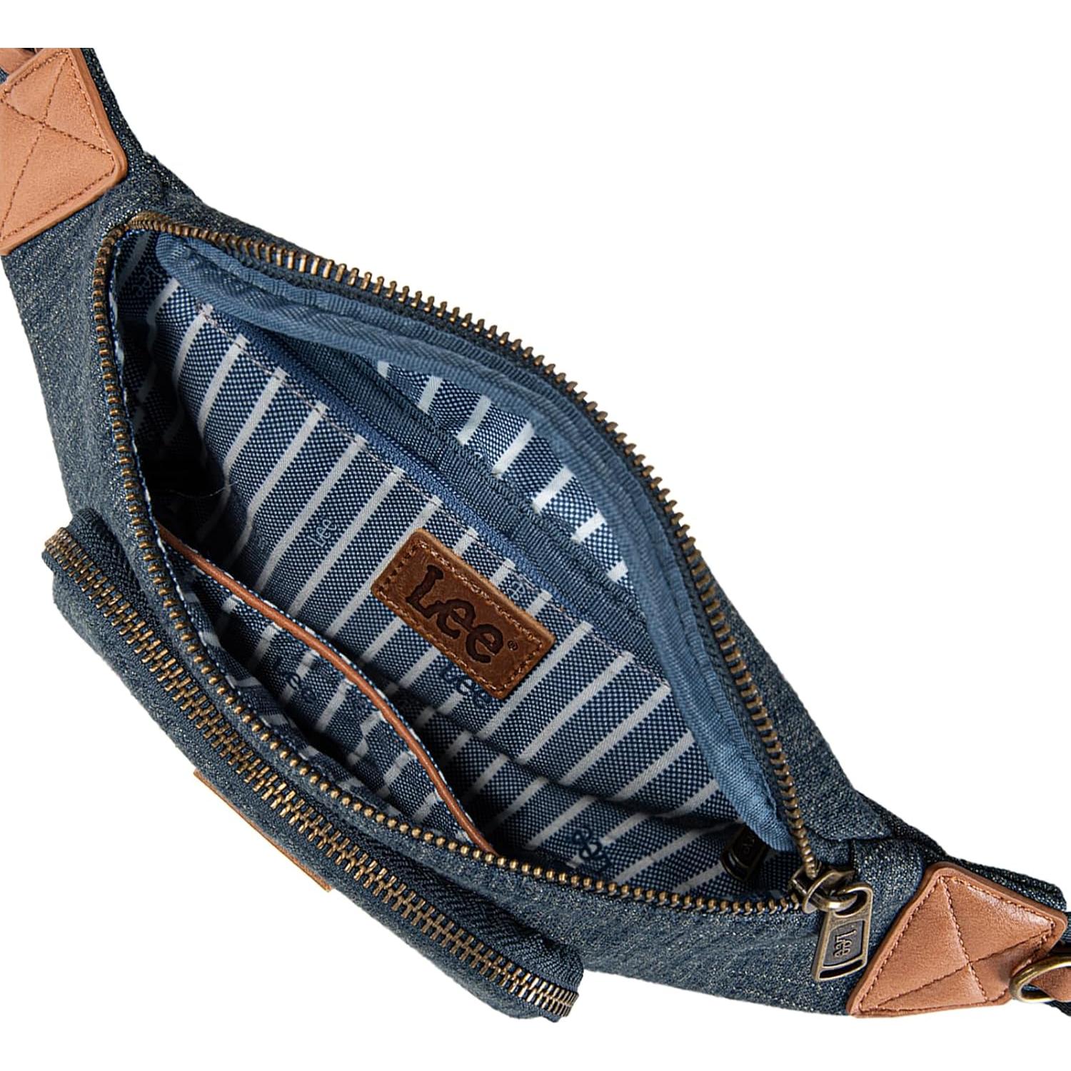 Montana West x Lee Fanny Pack for Women Denim Waist Pack Travel Belt Bags with Detachable Earphone Pouch