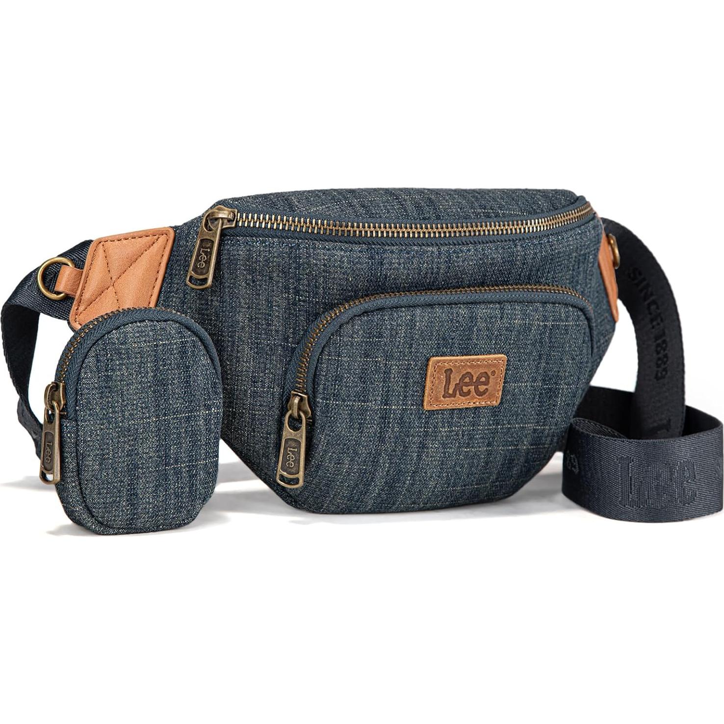 Montana West x Lee Fanny Pack for Women Denim Waist Pack Travel Belt Bags with Detachable Earphone Pouch