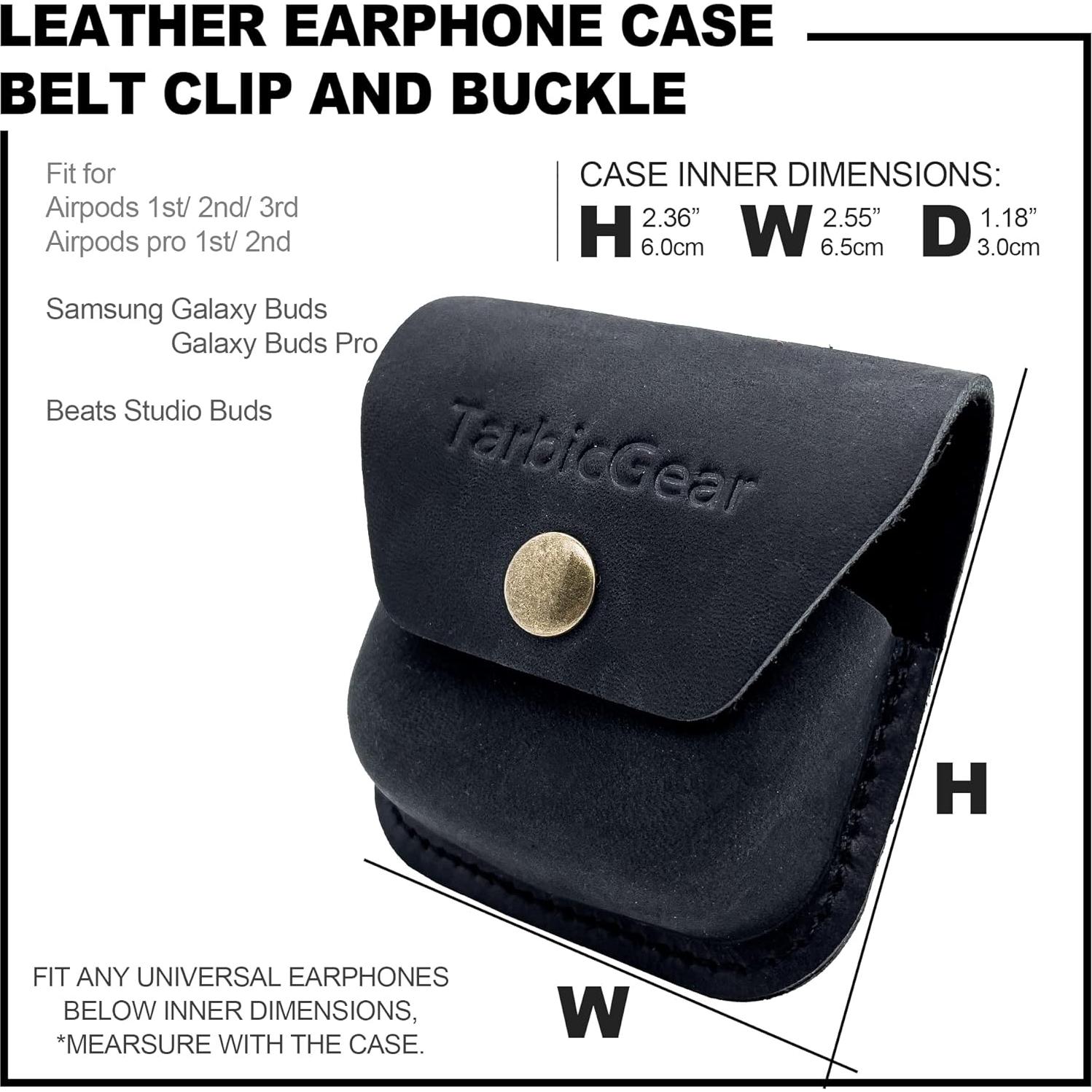 Funda de Cuero para Auriculares TarbicGear Negro Clip Cinturón