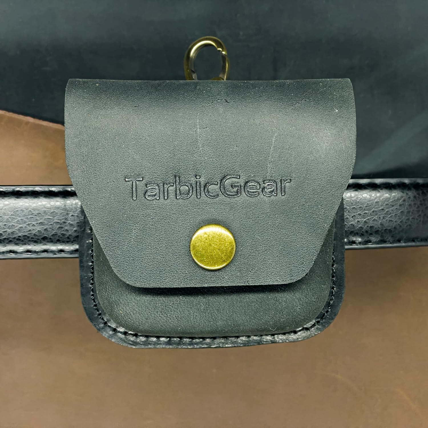 Funda de Cuero para Auriculares TarbicGear Negro Clip Cinturón