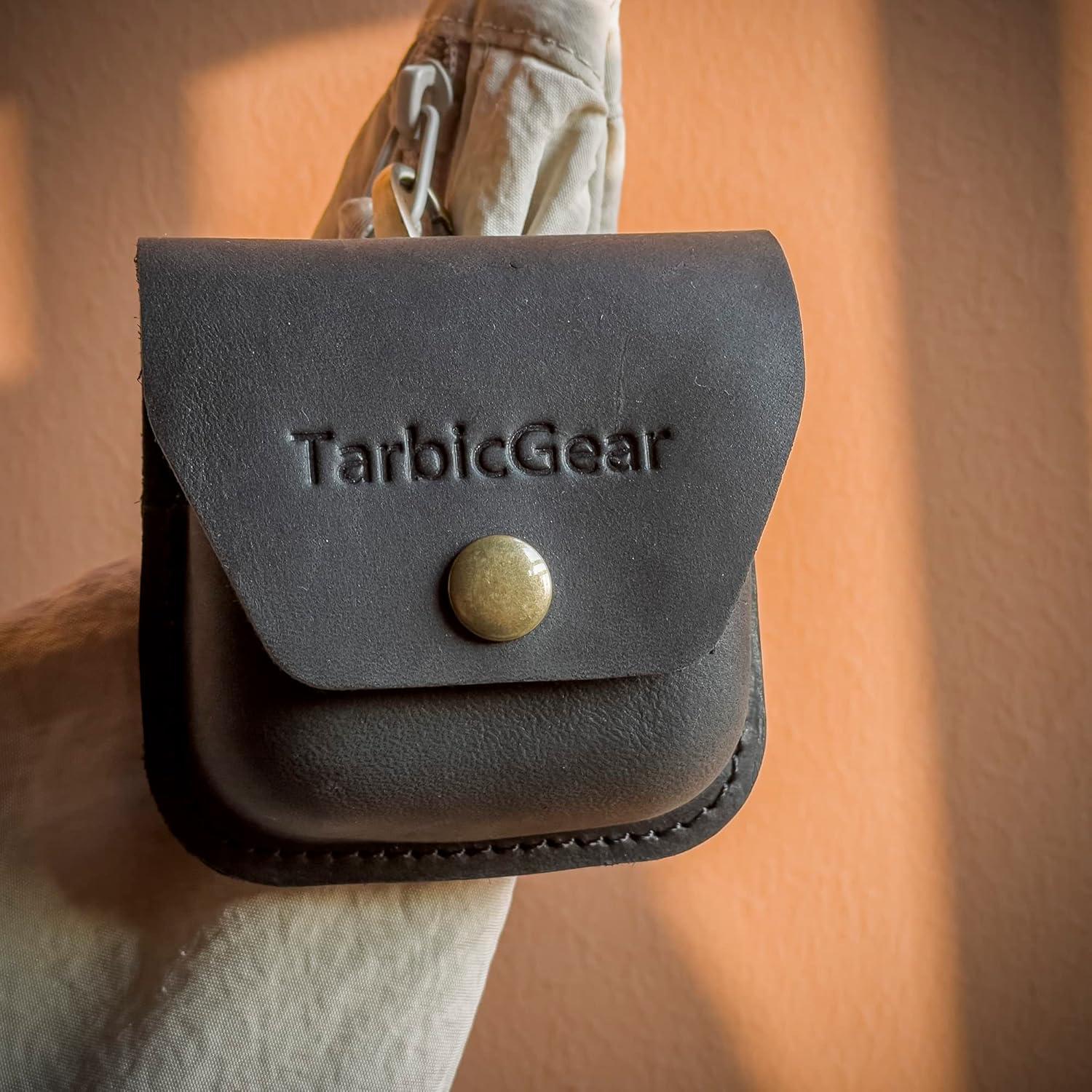 Funda de Cuero para Auriculares TarbicGear Negro Clip Cinturón