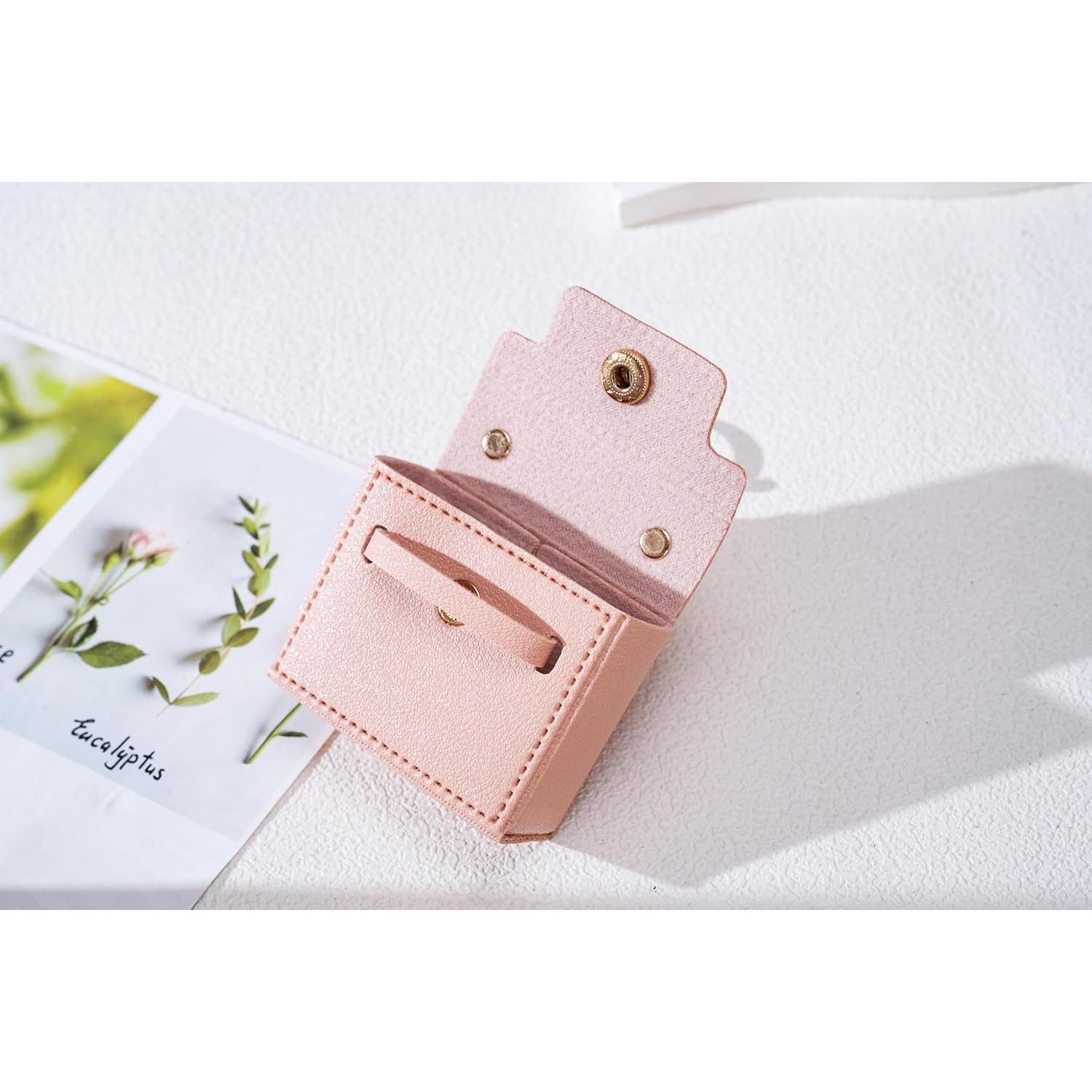 Llavero de bolso mini de cuero PU gris con charms para mujer