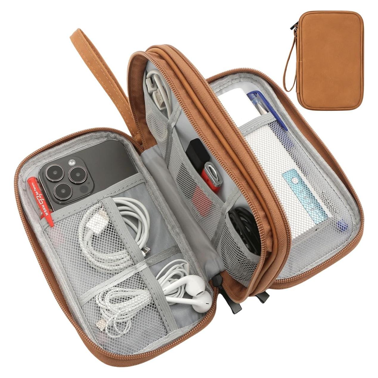 Bolsa Organizadora de Cables CAAORDKSO Mediana Impermeable Marrón