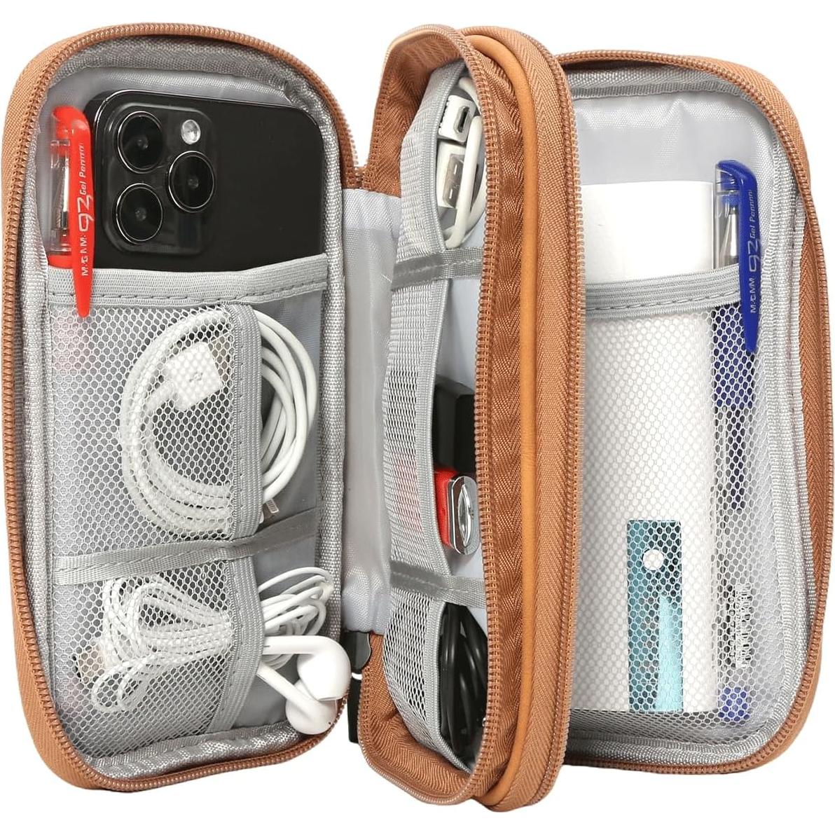 Bolsa Organizadora de Cables CAAORDKSO Mediana Impermeable Marrón