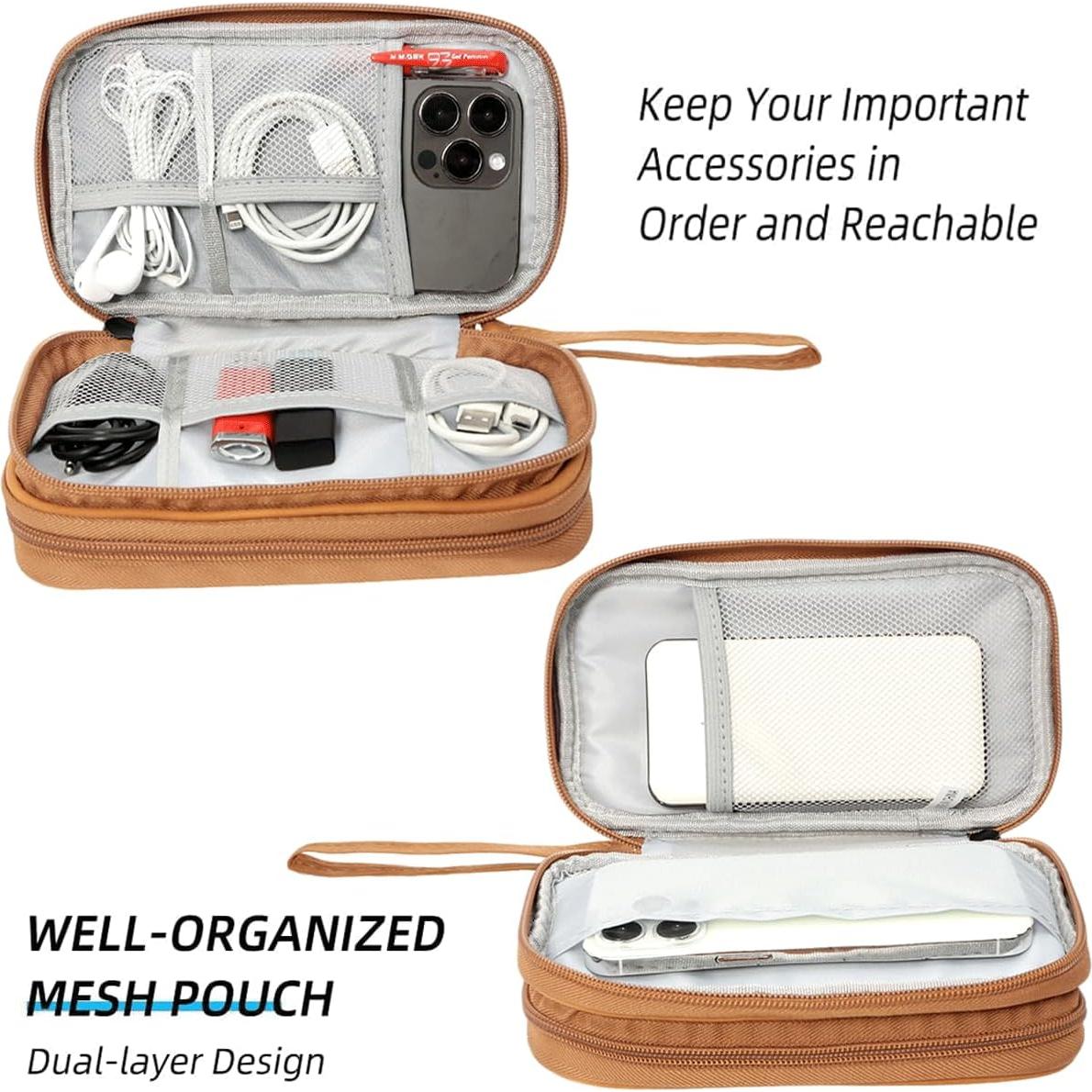 Bolsa Organizadora de Cables CAAORDKSO Mediana Impermeable Marrón