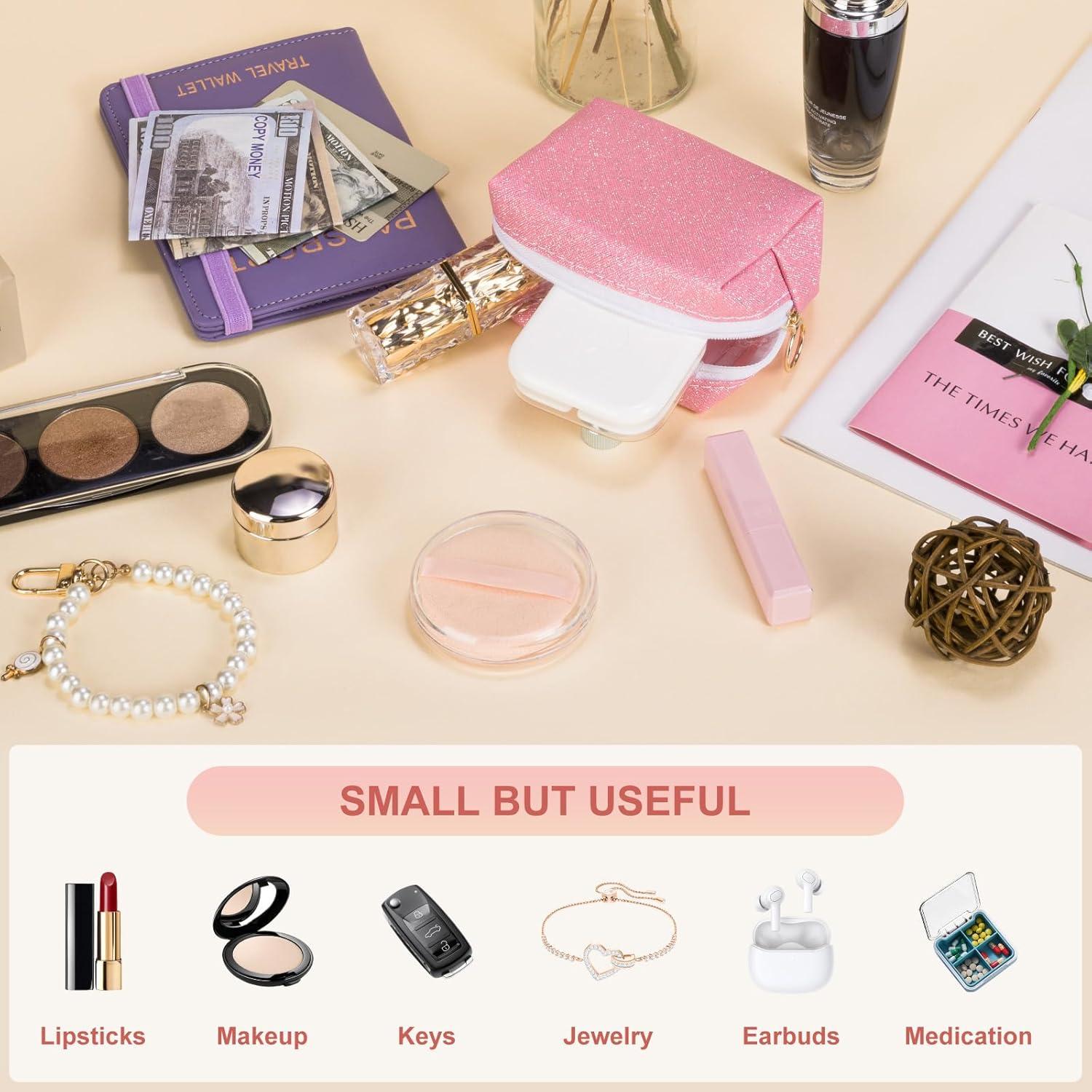 Bolsa de Maquillaje Mini PU Brillante Deseo 9.9x5.1 cm