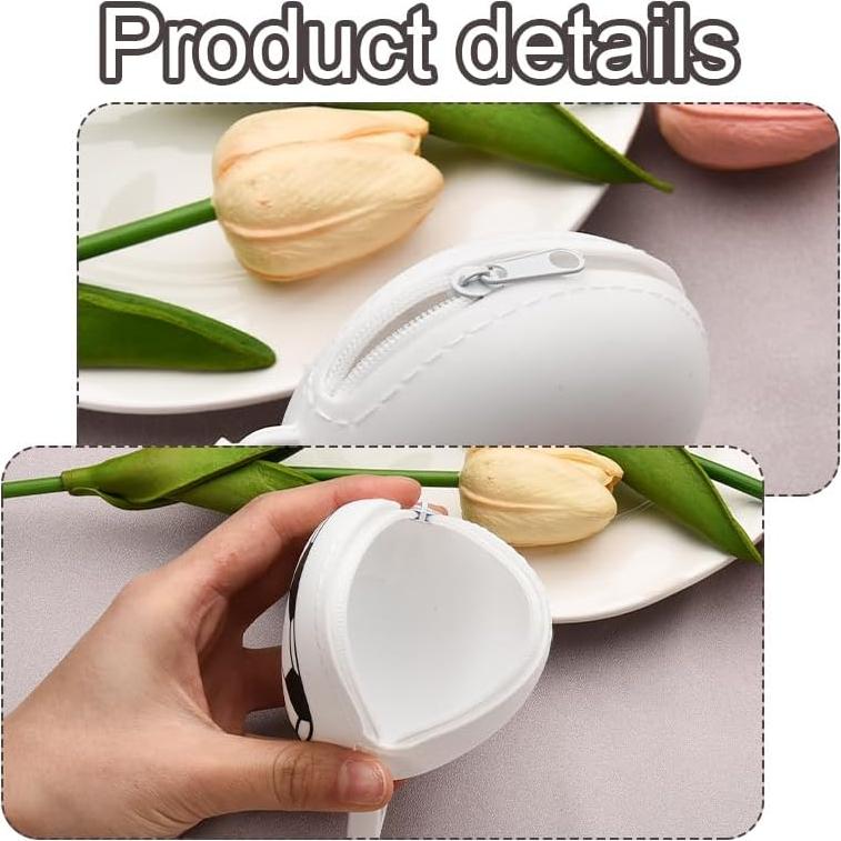 Monedero de Silicona Redondo de Fútbol Blanco y Negro