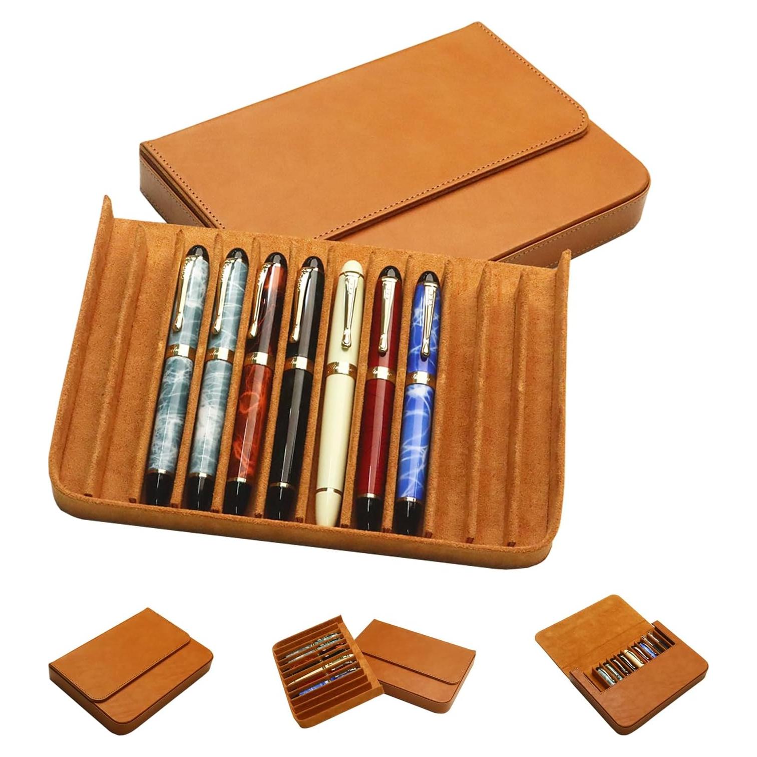 Estuche organizador de plumas MIVLXLX de cuero 12 ranuras
