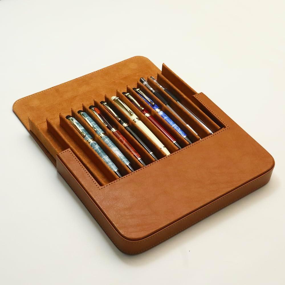 Estuche organizador de plumas MIVLXLX de cuero 12 ranuras