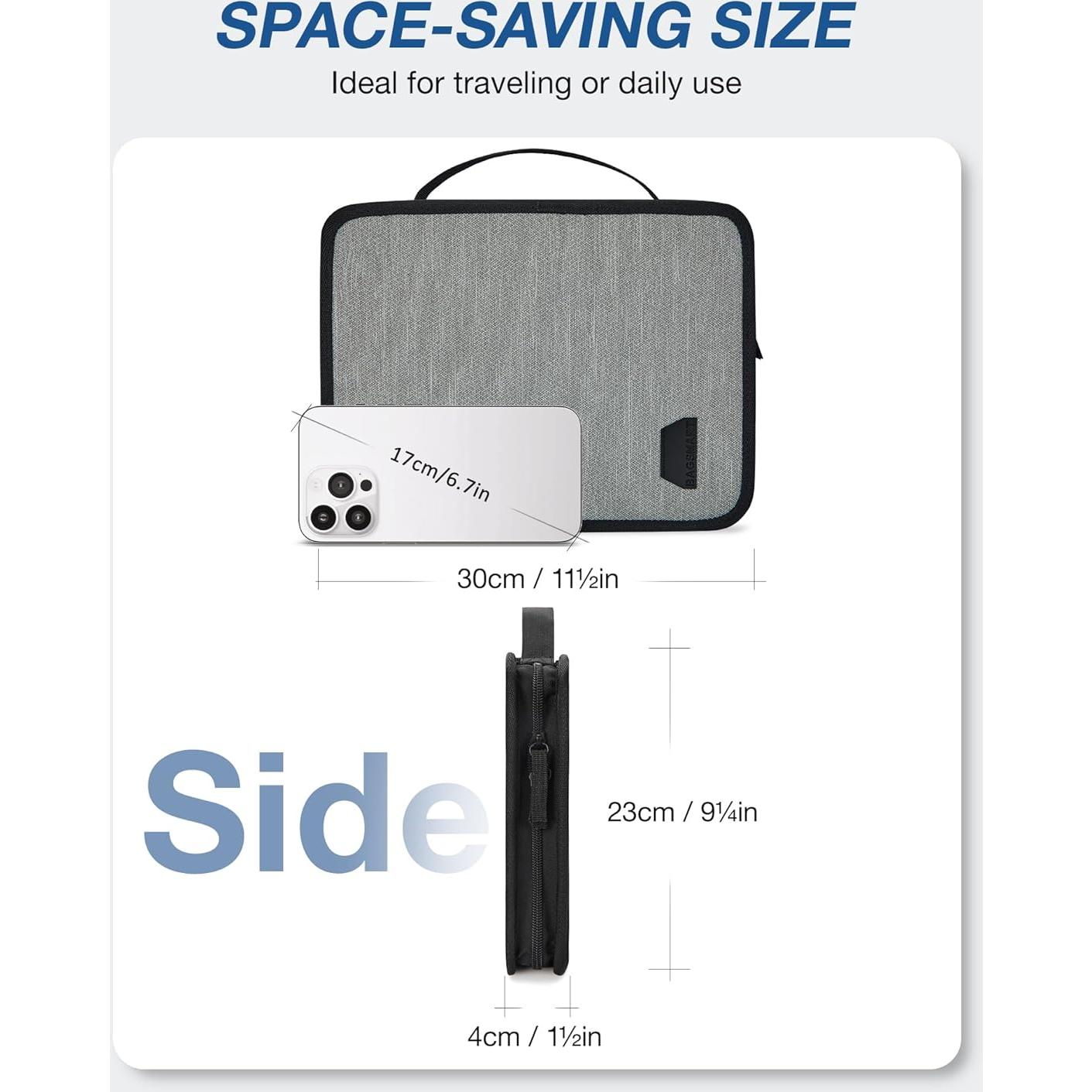 Bolsa Organizadora de Tecnología BAGSMART Gris 30x23x4 cm