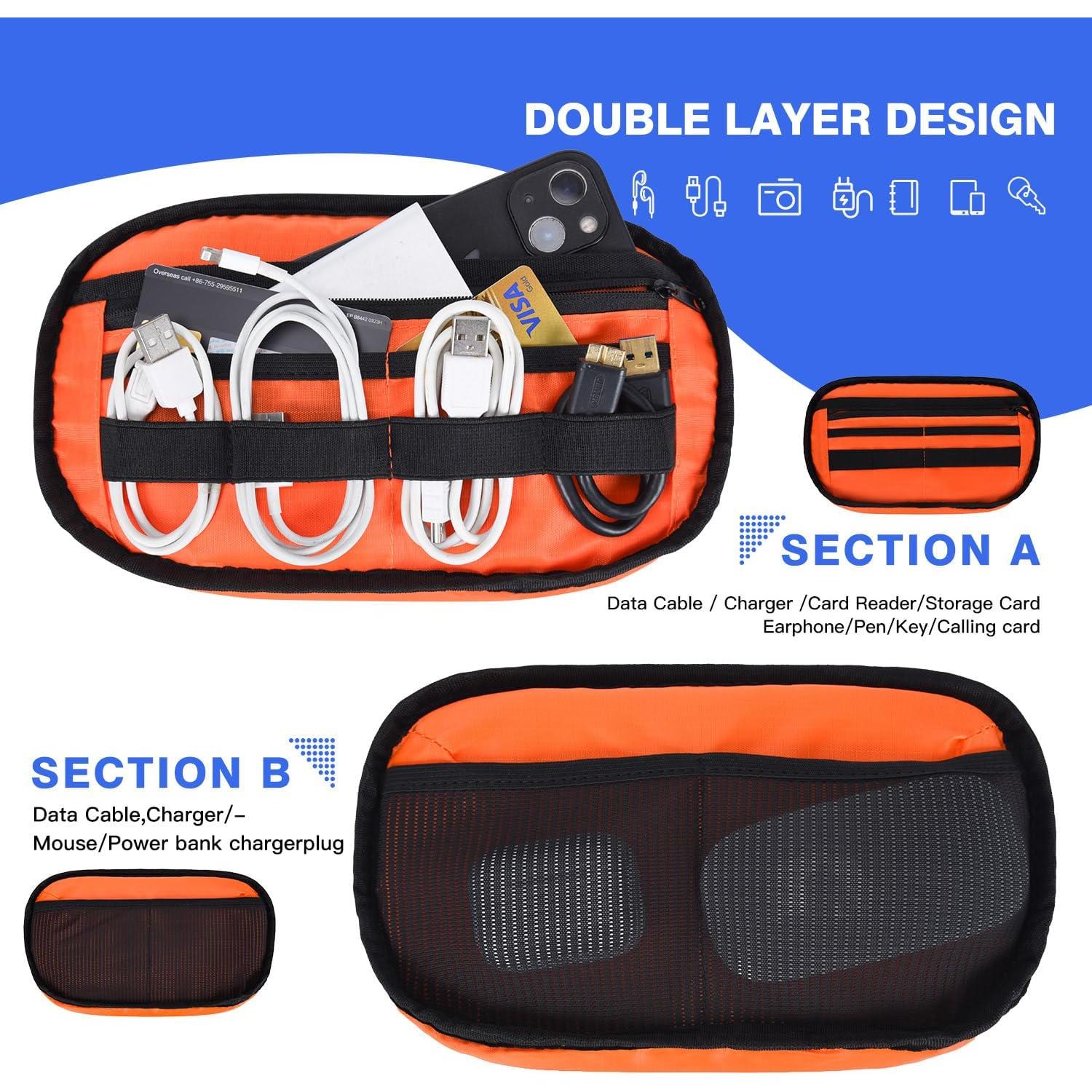 Funda Organizadora Electrónica CAAORDKSO Negra Impermeable 24.5x14cm