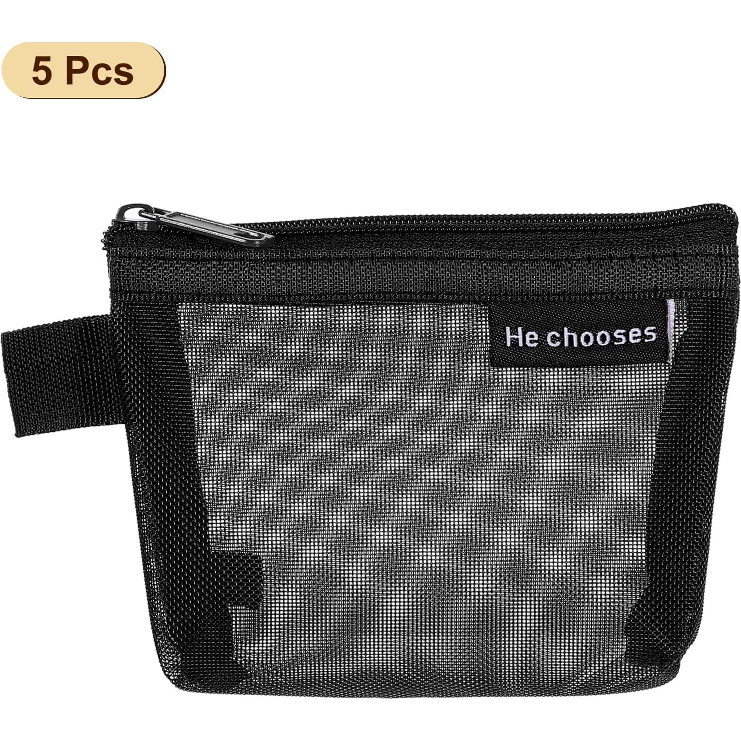 Bolsa de Malla con Cremallera uxcell 12x8 cm 5 Pcs Nylon Negro