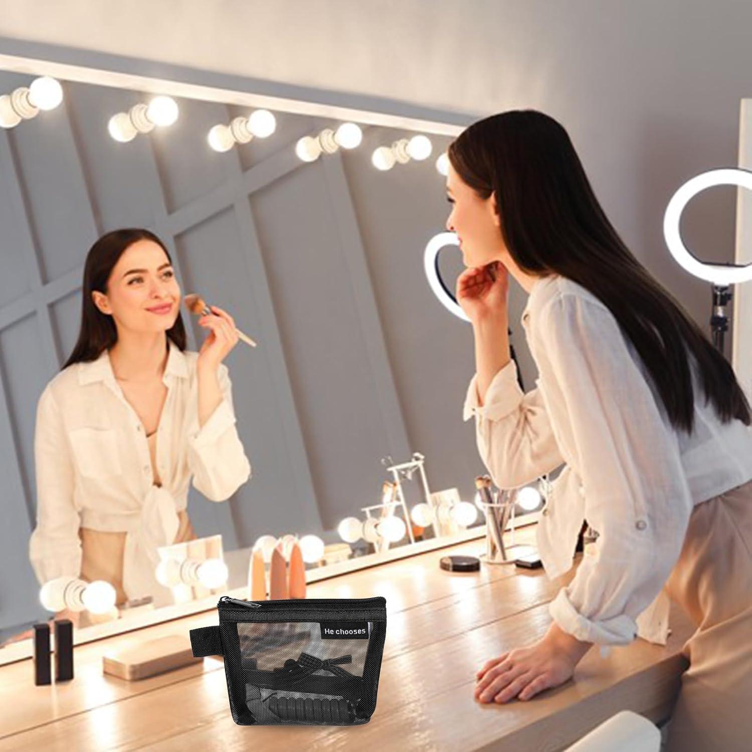 Bolsa de Malla con Cremallera uxcell 12x8 cm 5 Pcs Nylon Negro