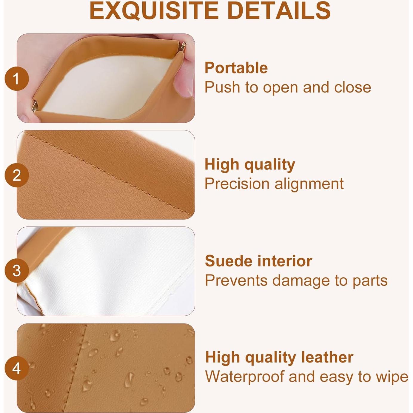 Paquete de 6 bolsas de maquillaje de cuero - 3 grandes y 3 pequeñas