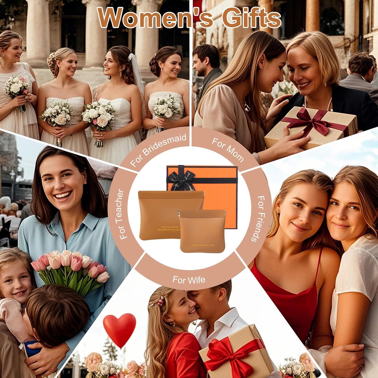 Paquete de 6 bolsas de maquillaje de cuero - 3 grandes y 3 pequeñas