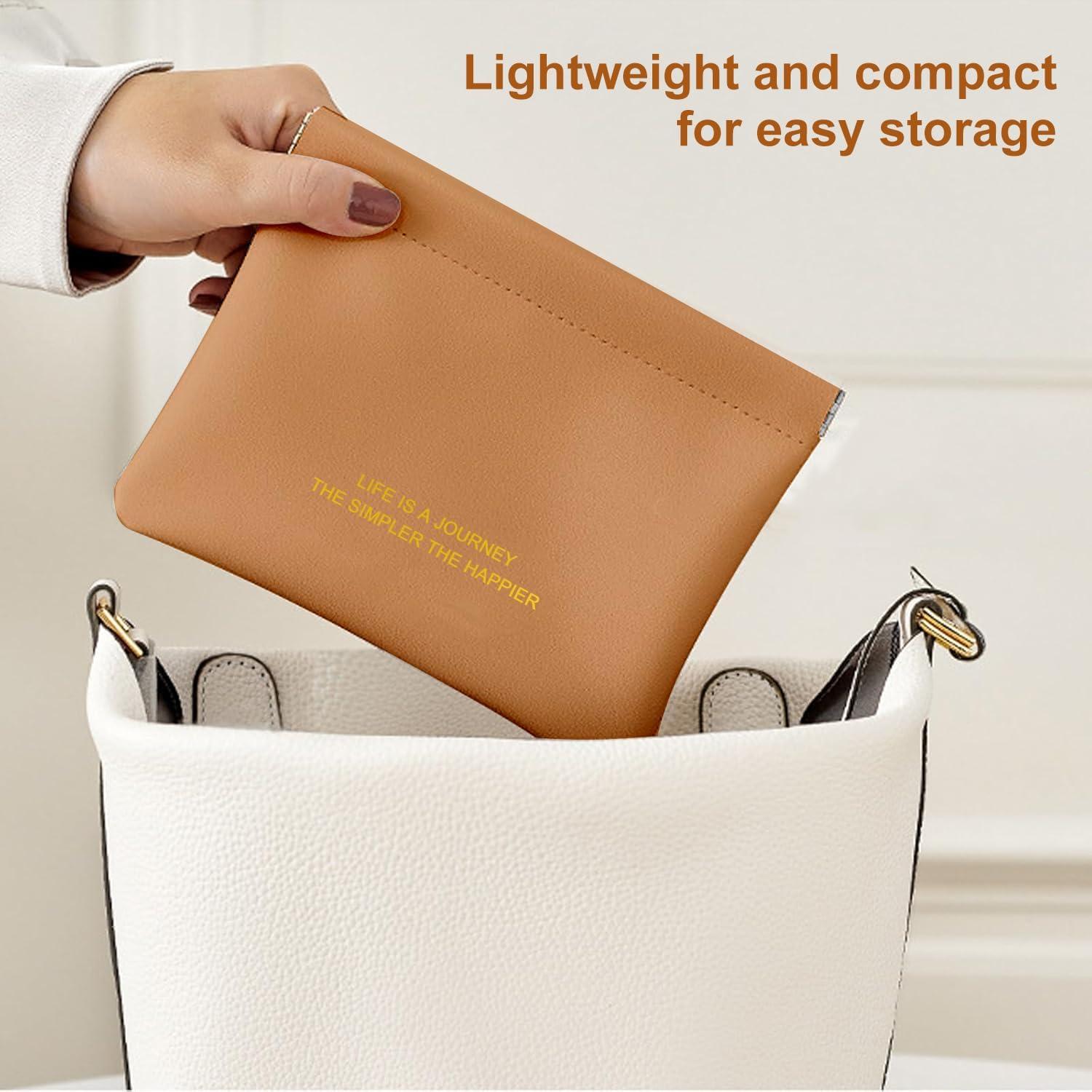 Paquete de 6 bolsas de maquillaje de cuero - 3 grandes y 3 pequeñas