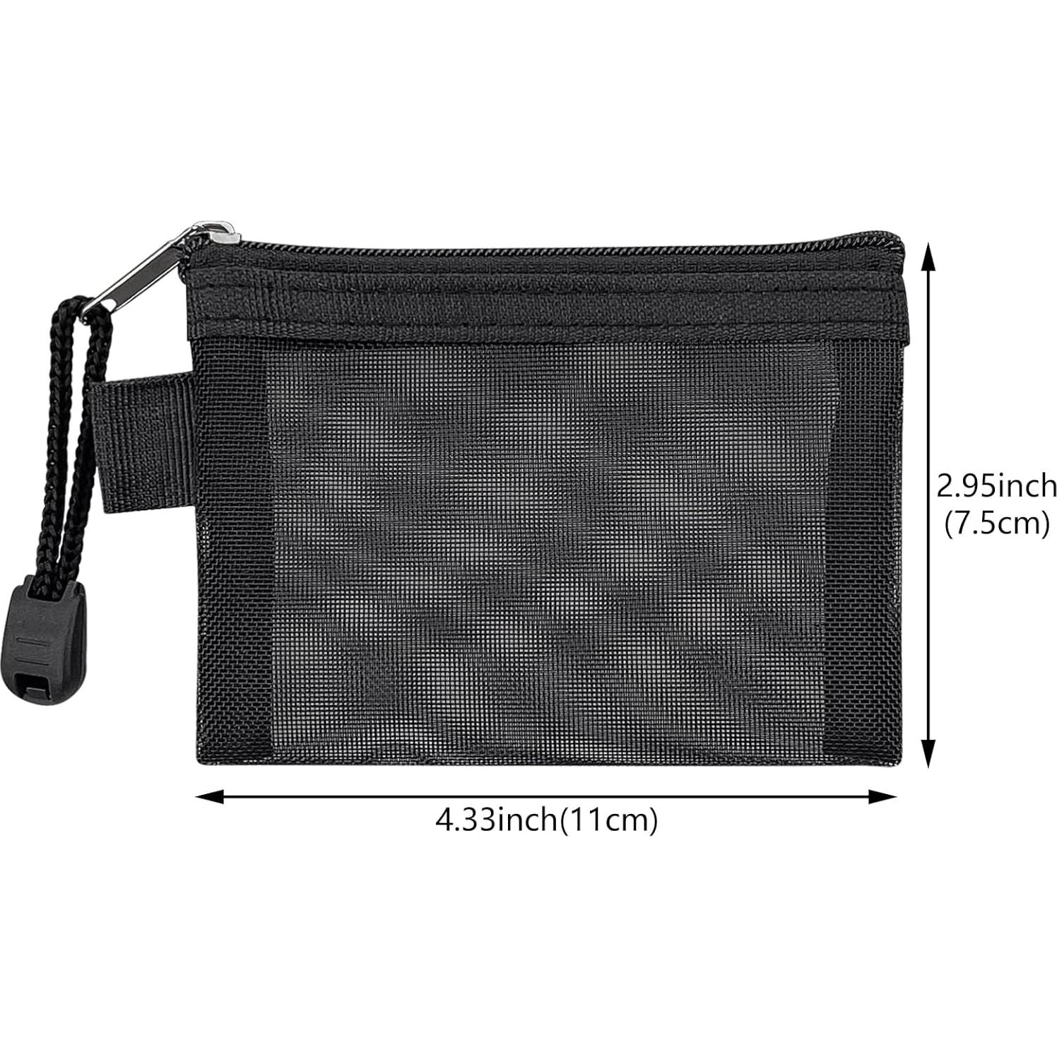 9 Mini Bolsas de Malla con Cierre Aswewamt - Nylon Negro 11x7.5cm