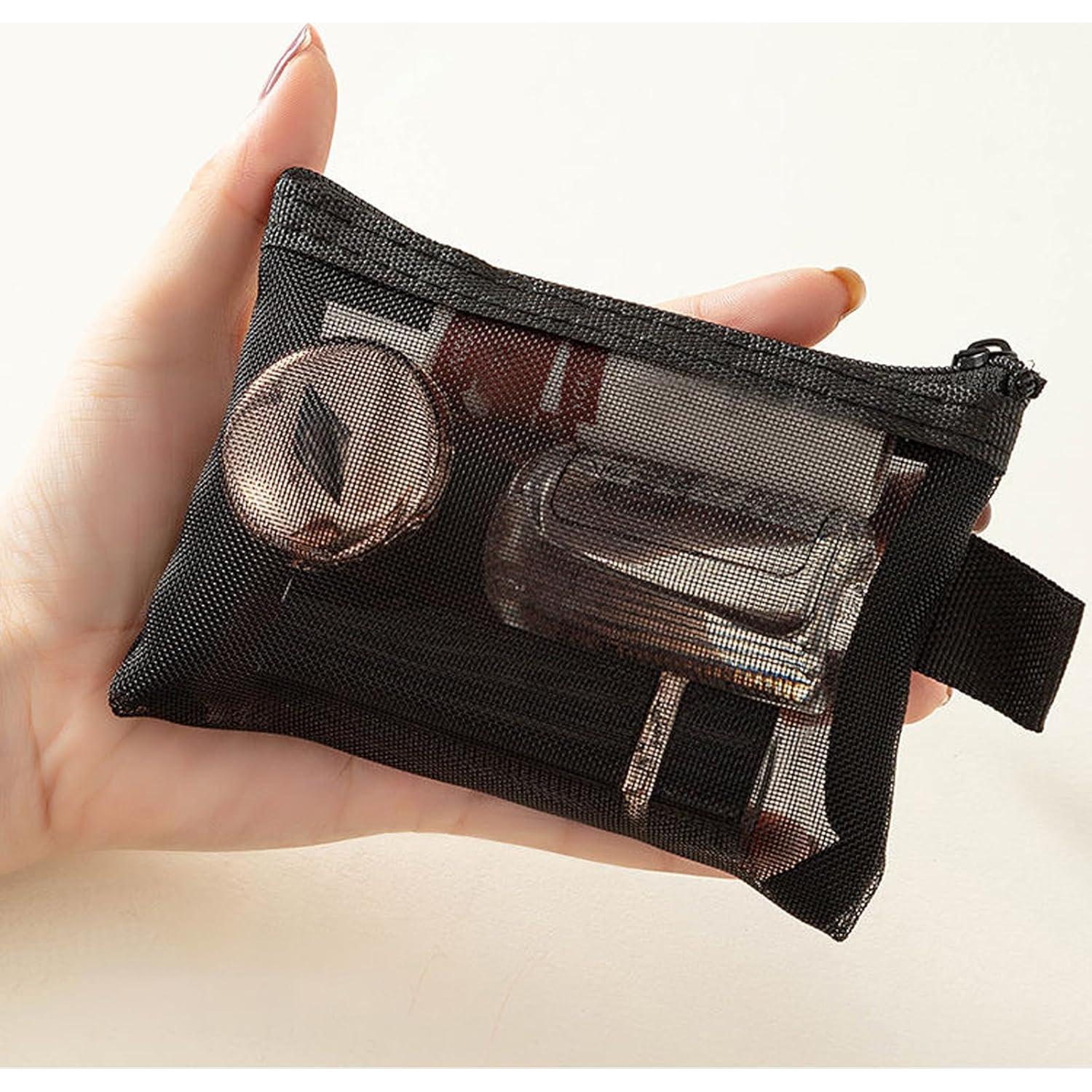 9 Mini Bolsas de Malla con Cierre Aswewamt - Nylon Negro 11x7.5cm