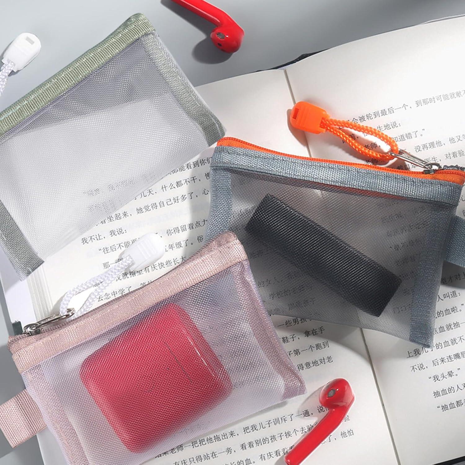 9 Mini Bolsas de Malla con Cierre Aswewamt - Nylon Negro 11x7.5cm