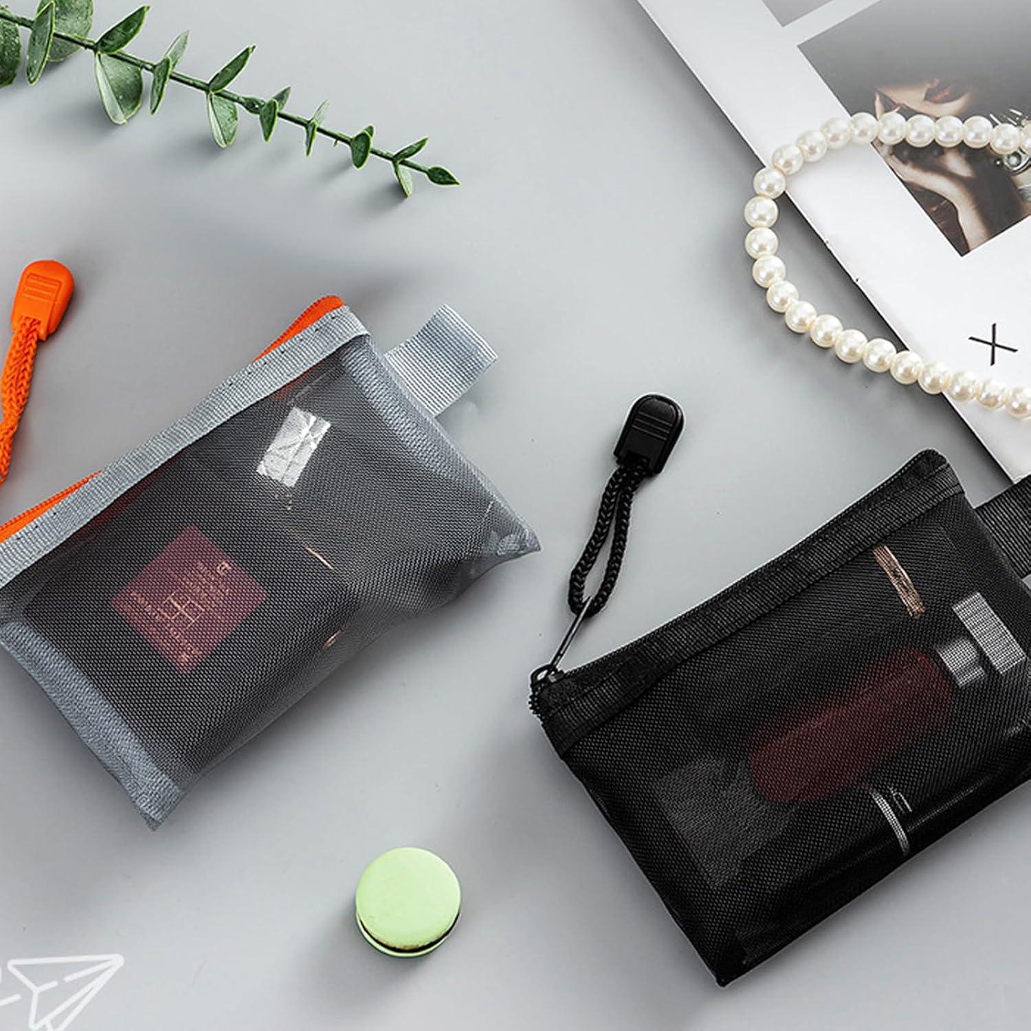 9 Mini Bolsas de Malla con Cierre Aswewamt - Nylon Negro 11x7.5cm