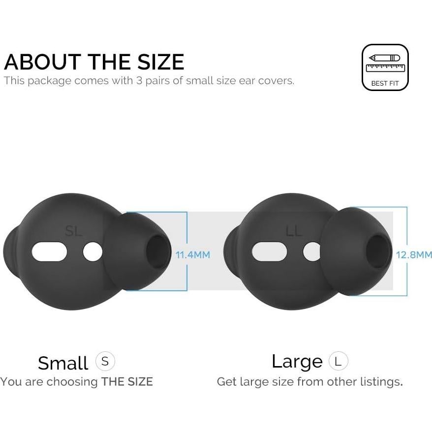 AhaStyle Tapones de Silicona para AirPods 3 Pares Pequeños Negro